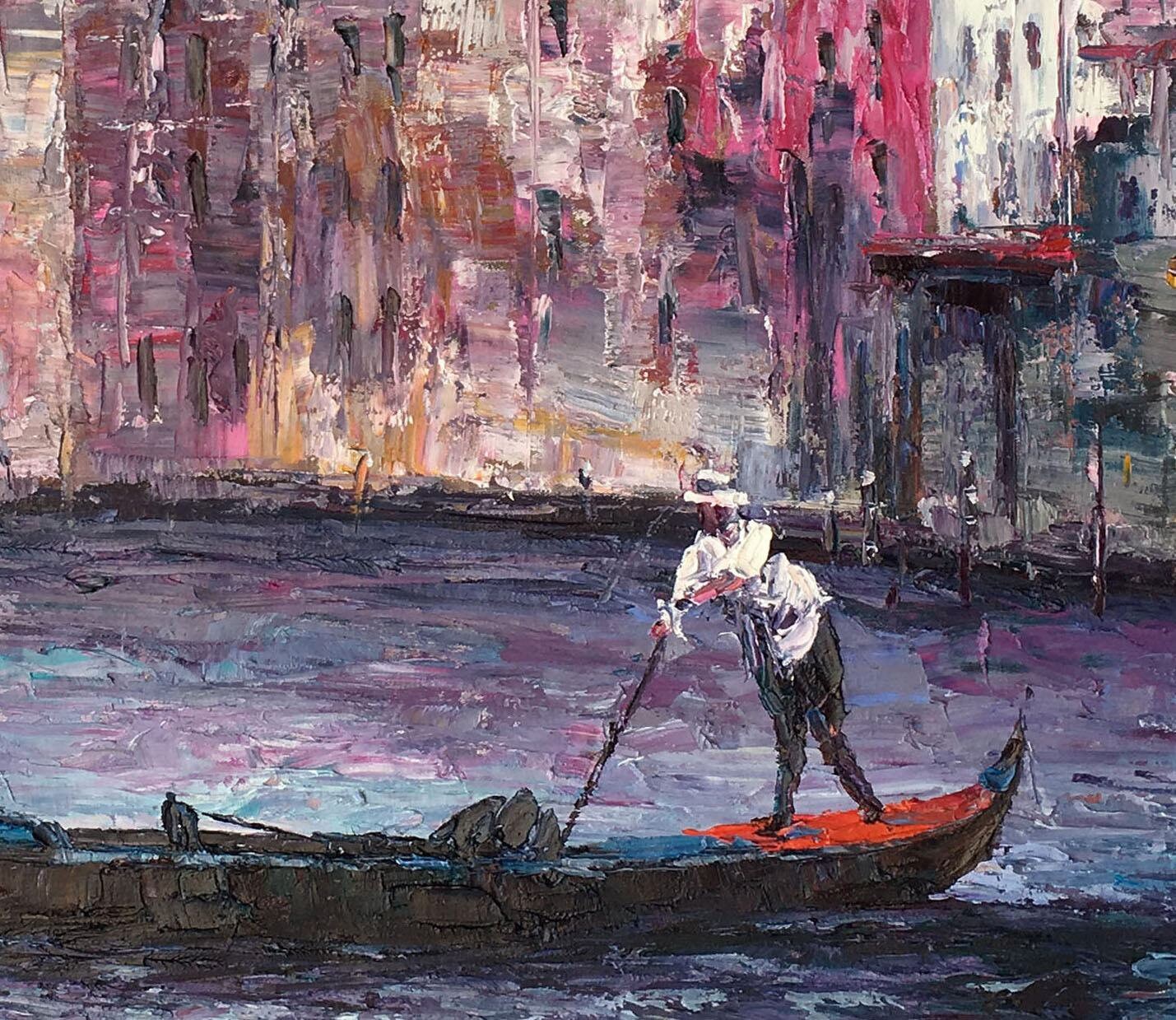 Handmade Original Oil Painting of Venice Grand Canal Gondola | Palette Knife Artwork | Modern Home Decor for Living Room, Bedroom & Office Wall