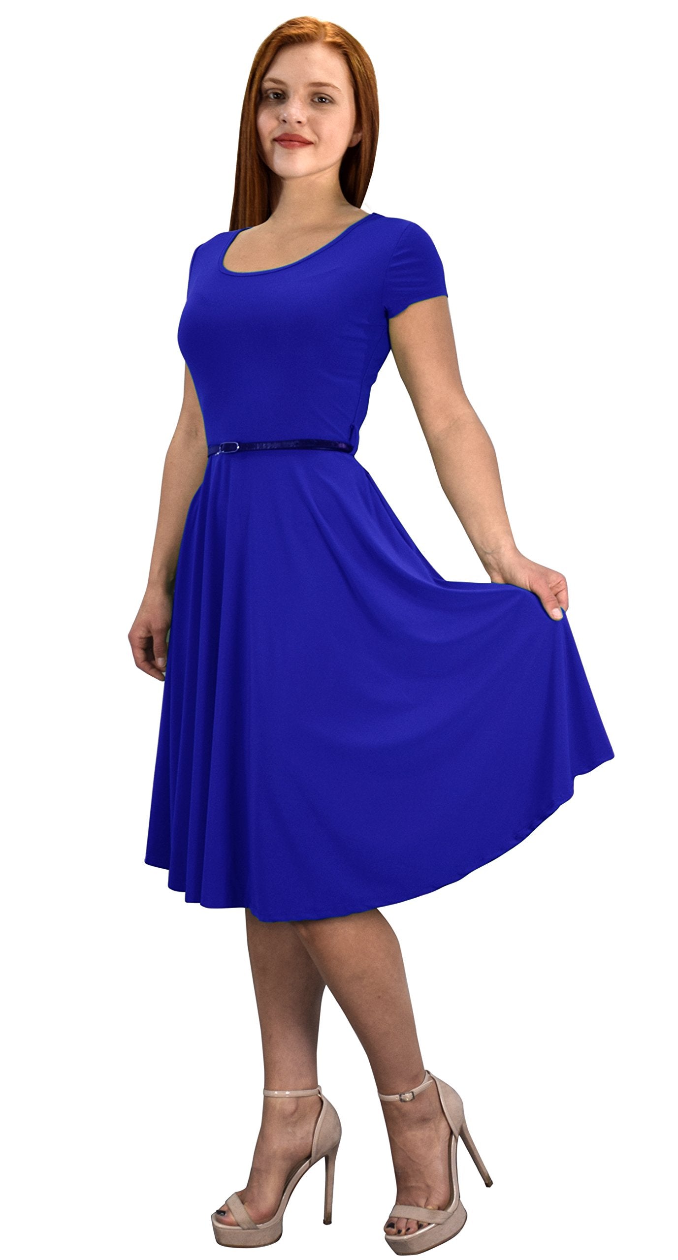 Vintage 1950s Style Women's Waist Belt Flare Swing Dress - Retro Pin-Up Fashion for Parties, Weddings & Special Occasions
