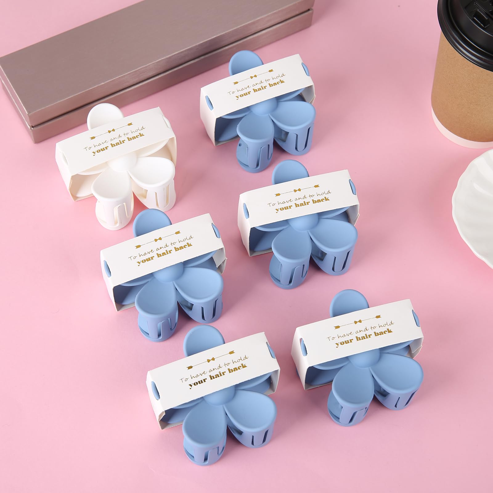 12pcs Dusty Blue Flower Hair Clips for Women - French Design Handmade Bridesmaid Hair Claws, Hair Accessories for Wedding Party Favors, Teens & Girls | Perfect for Bridal Showers, Prom, Special Occasions & Everyday Styling