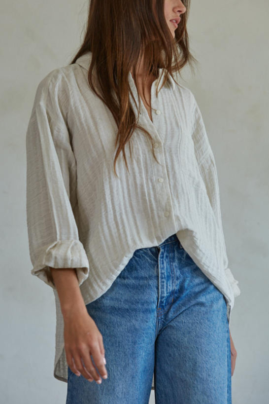Sunny Somewhere Linen Blend Button Up Shirt for Women - Breathable & Stylish Summer Casual Top for Beach, Office & Travel