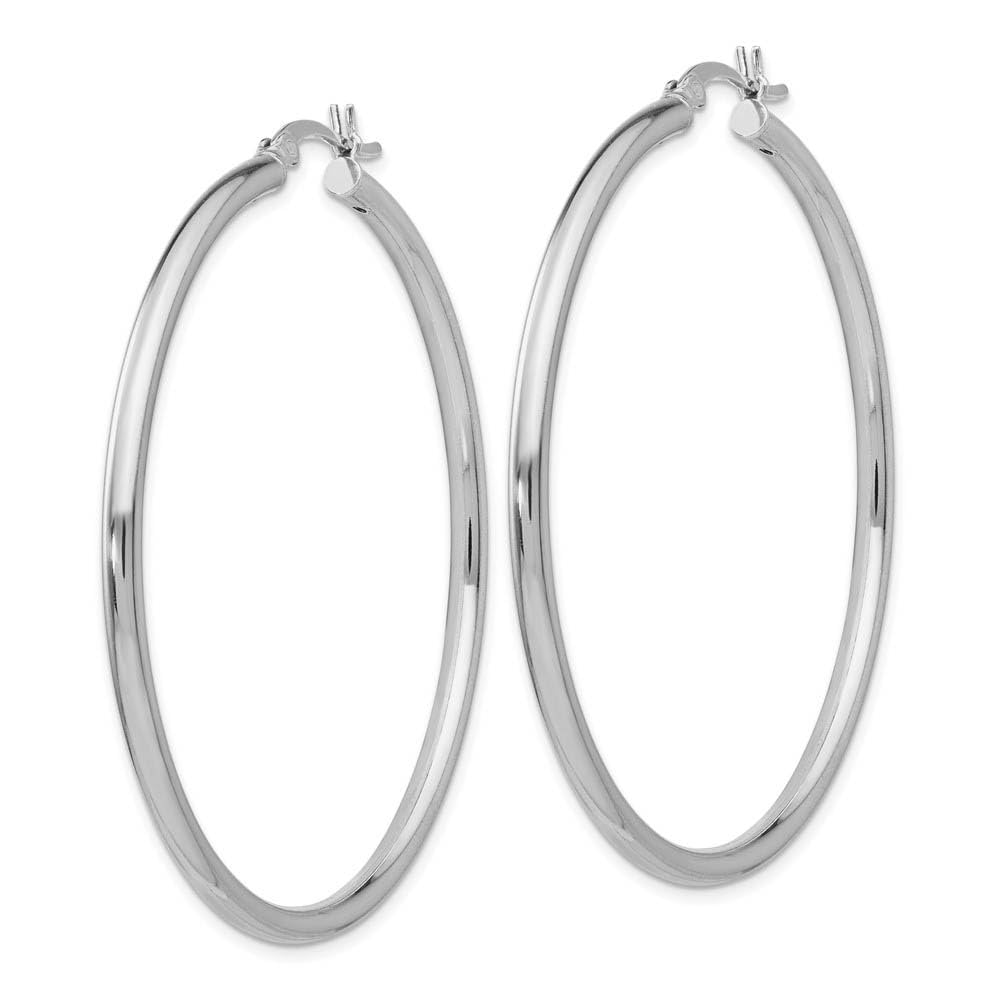 The Black Bow 2.5mm Polished Sterling Silver Round Hoop Earrings, 52mm (2 in) – Perfect for Everyday Wear and Special Occasions