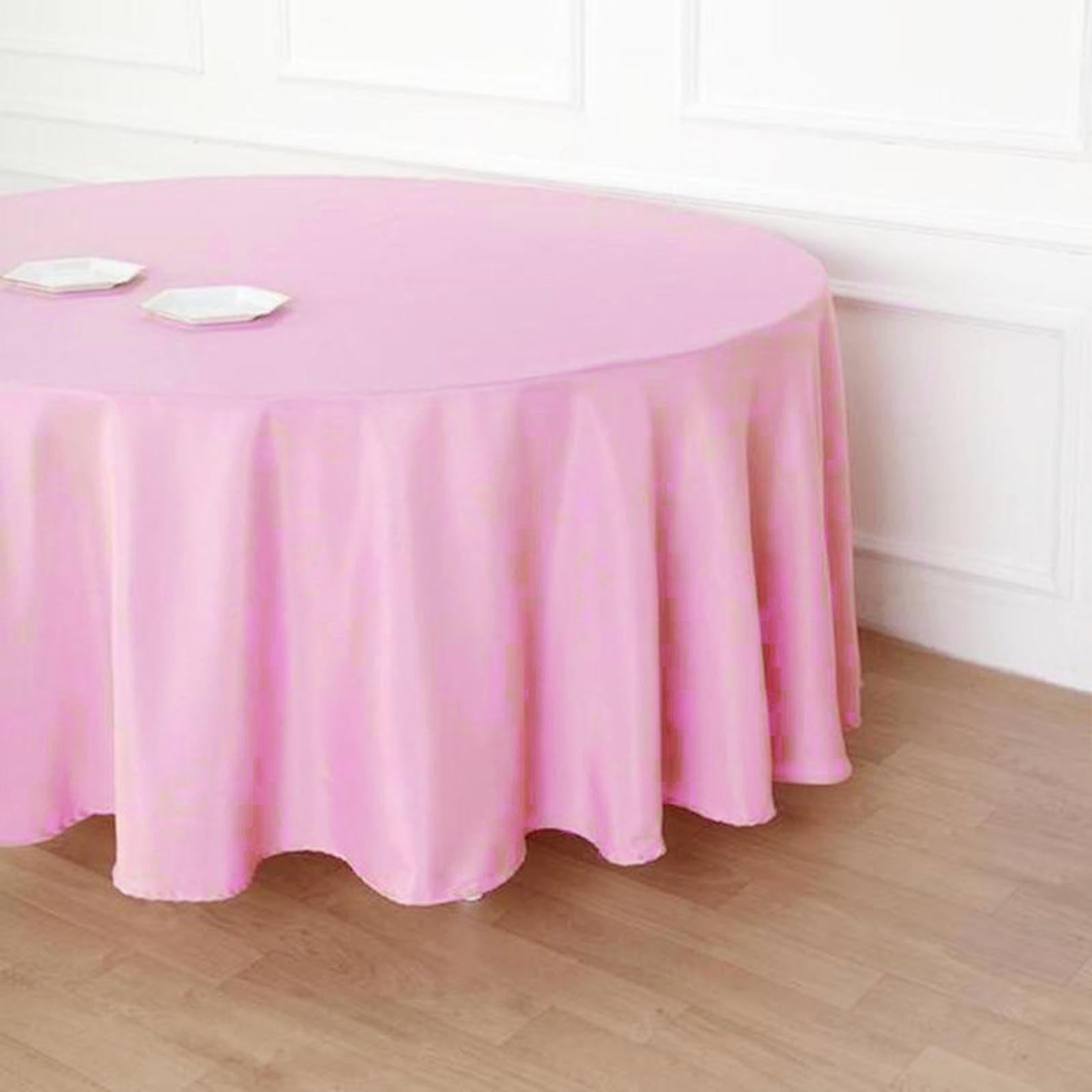 Efavormart 10 Pack 120 Inch Round Tablecloth - Stain & Wrinkle Resistant Washable Polyester Fabric Table Cover for Banquet, Wedding, Party, Dining Room - Decorative Pink Tablecloth for Home & Event Decor