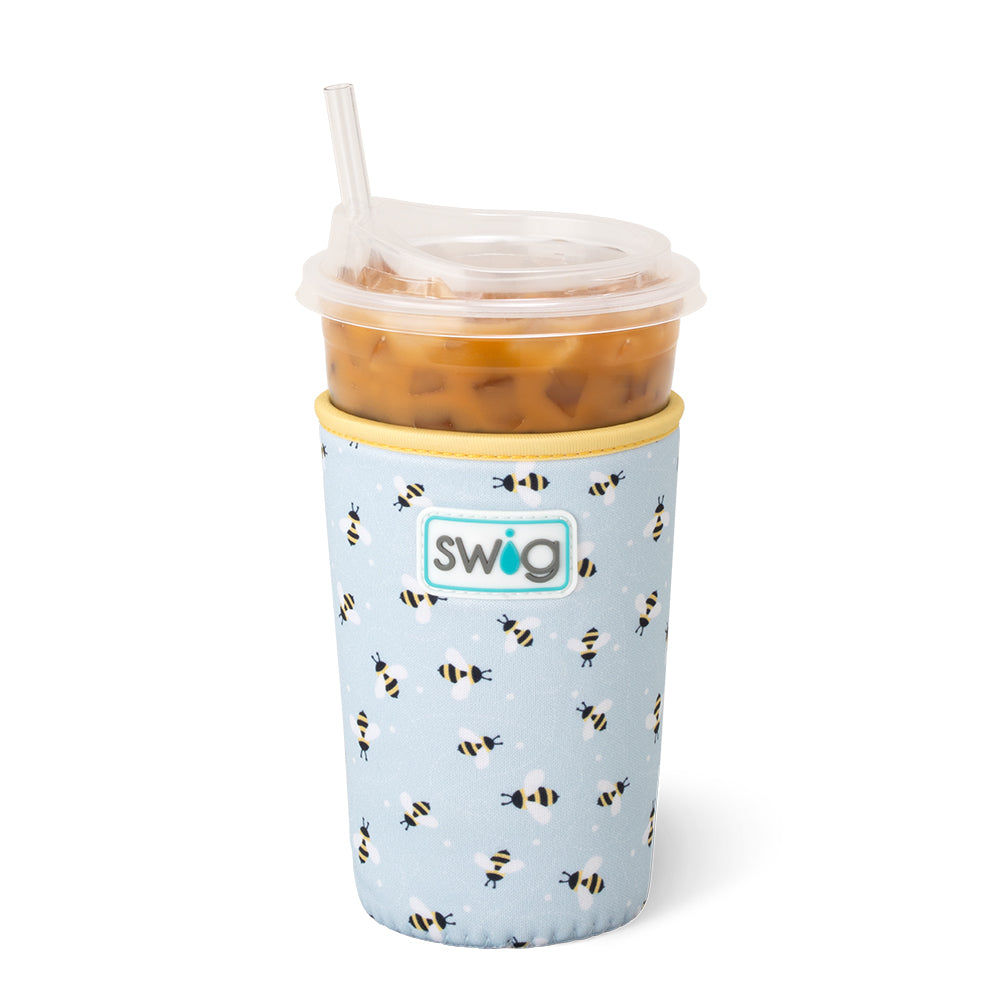 Busy Bee Medium Iced Cup Coolie - Insulated Coffee Cup Sleeve for Hot & Cold Drinks - Perfect for Iced Coffee, Bubble Tea, and Smoothies at Work or On-the-Go