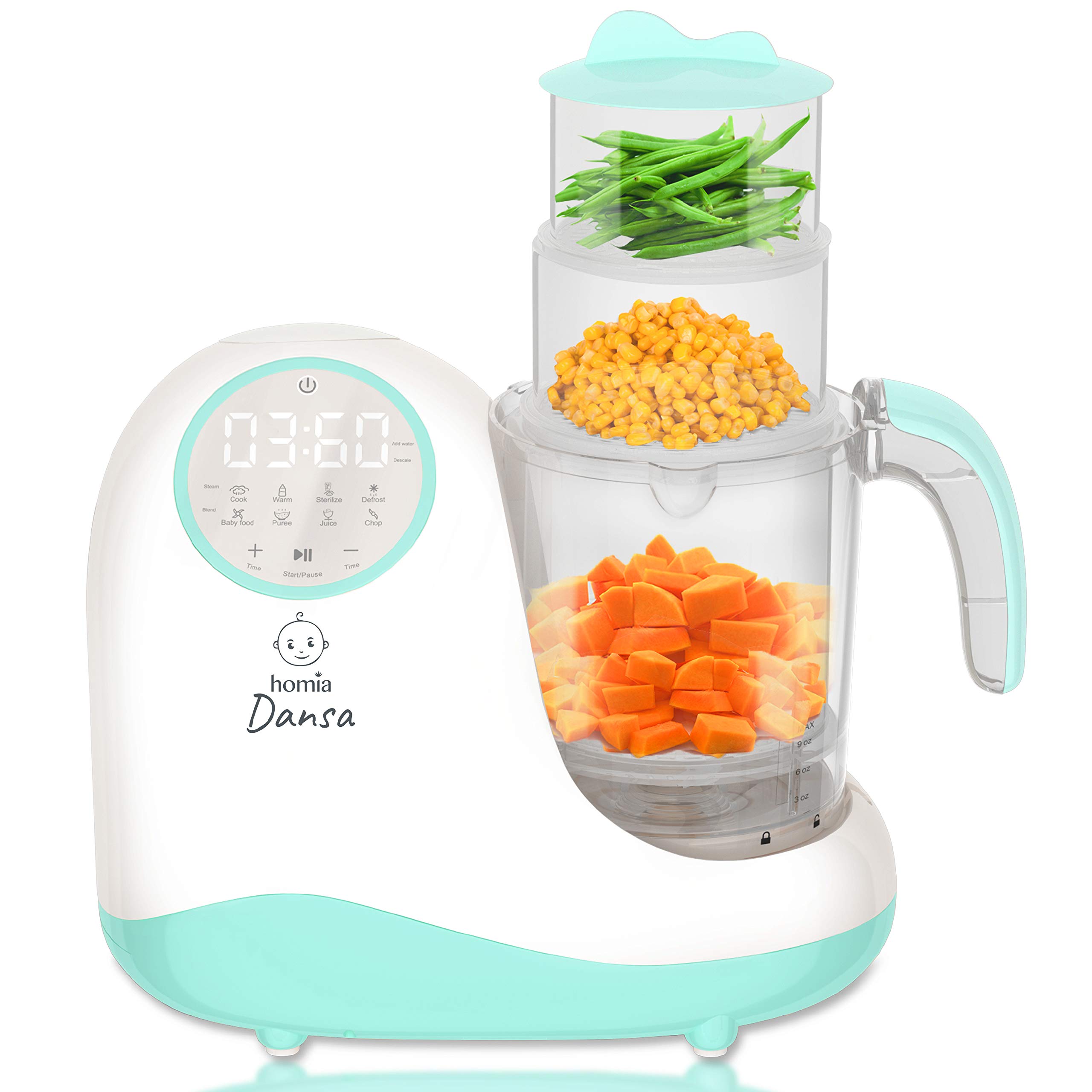 8-in-1 Baby Food Processor with Steamer & Chopper - 20oz Tritan Blender for Toddlers | Auto Shut-Off, Touch Control Panel, Easy Cleaning | Perfect for Homemade Purees, Steaming Veggies & Meal Prep (110V Only)