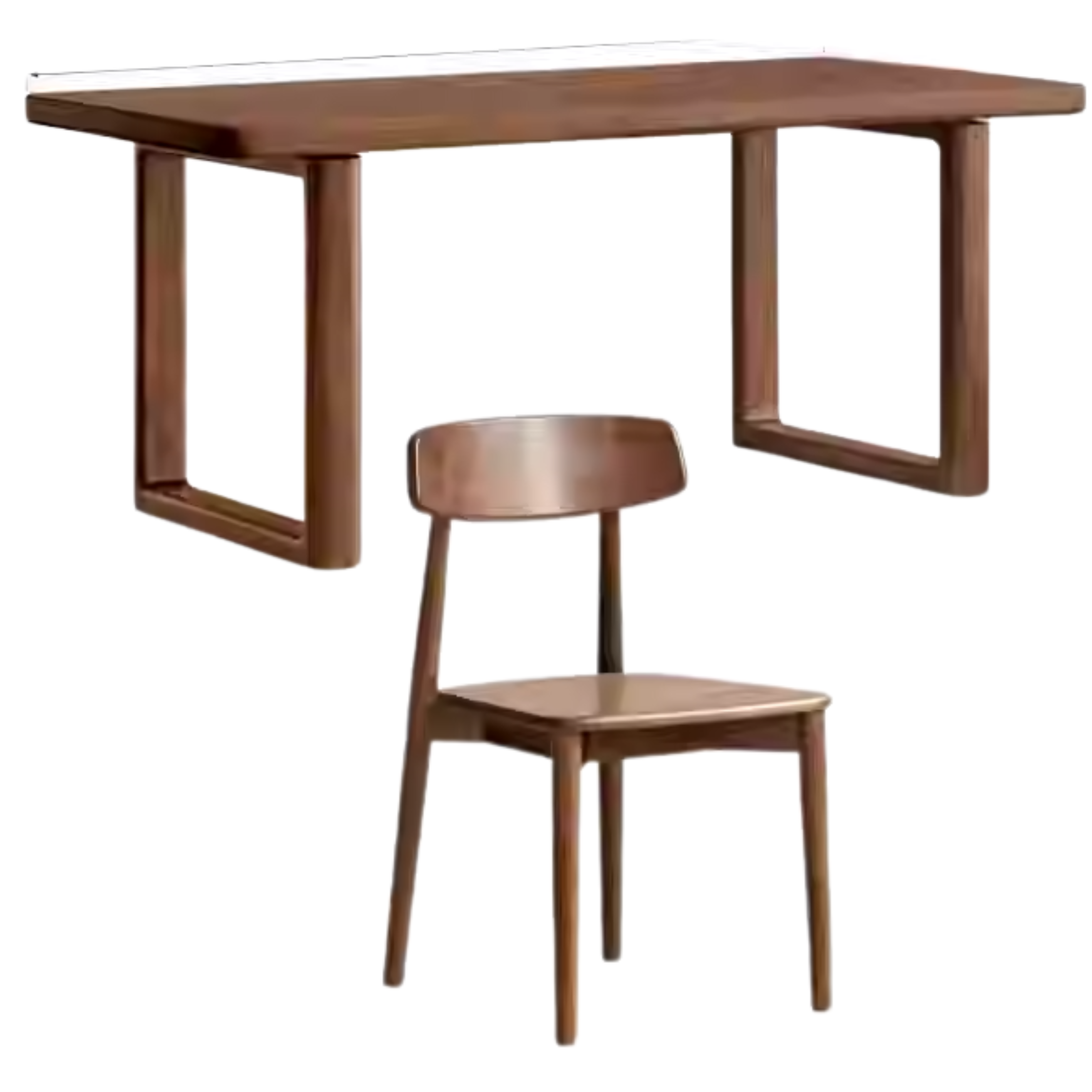 70.8x35.4x29.9 inch / 180x90x76 cm/ Walnut Color / Dining table and six chairs (solid wood chair)