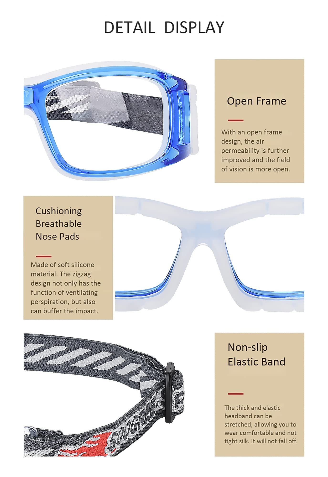 Basketball Sports Goggles for Men - Protective Eyewear & Safety Glasses - Perfect for Indoor/Outdoor Games & Training