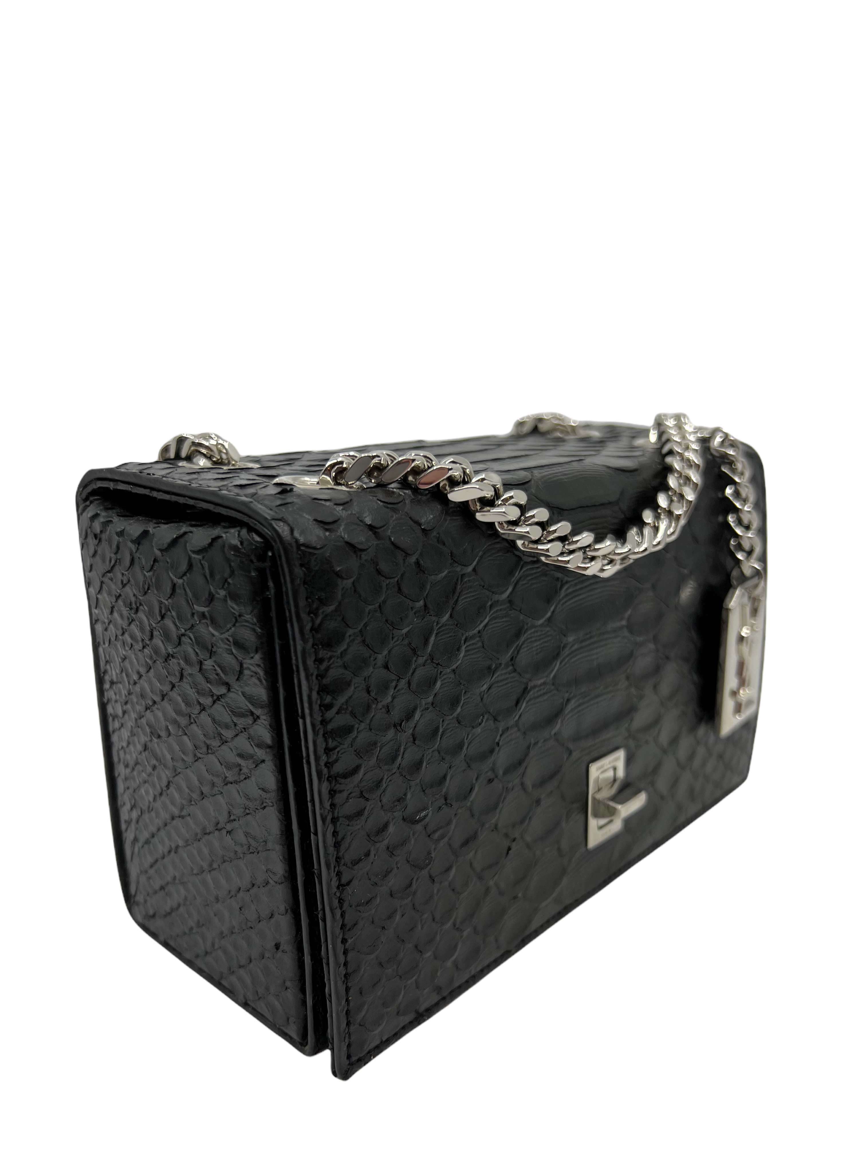 Saint Laurent Calfskin Snakeskin Embossed Mini Shoulder Bag for Women | Luxury Designer Crossbody Purse | Perfect for Evening Parties, Date Nights & Special Occasions