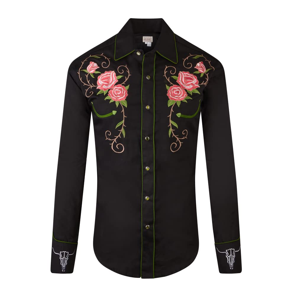 Rockmount Men's Retro Western Shirt - Vintage Cowboy Style Button-Up for Casual Wear & Country Music Events