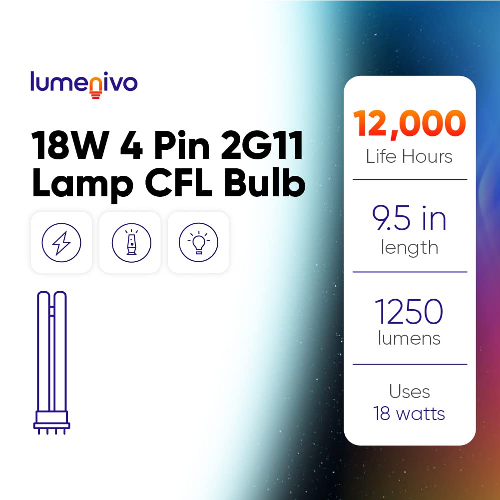 Lumenivo 18W PL Bulb 2G11 Base 4 Pin Replacement for OttLite T18330 - 3000K Warm White Light Bulbs (2 Pack) - Ideal for Table Lamps, Floor Lamps, Task Lighting in Home Office, Reading Nook & Craft Room