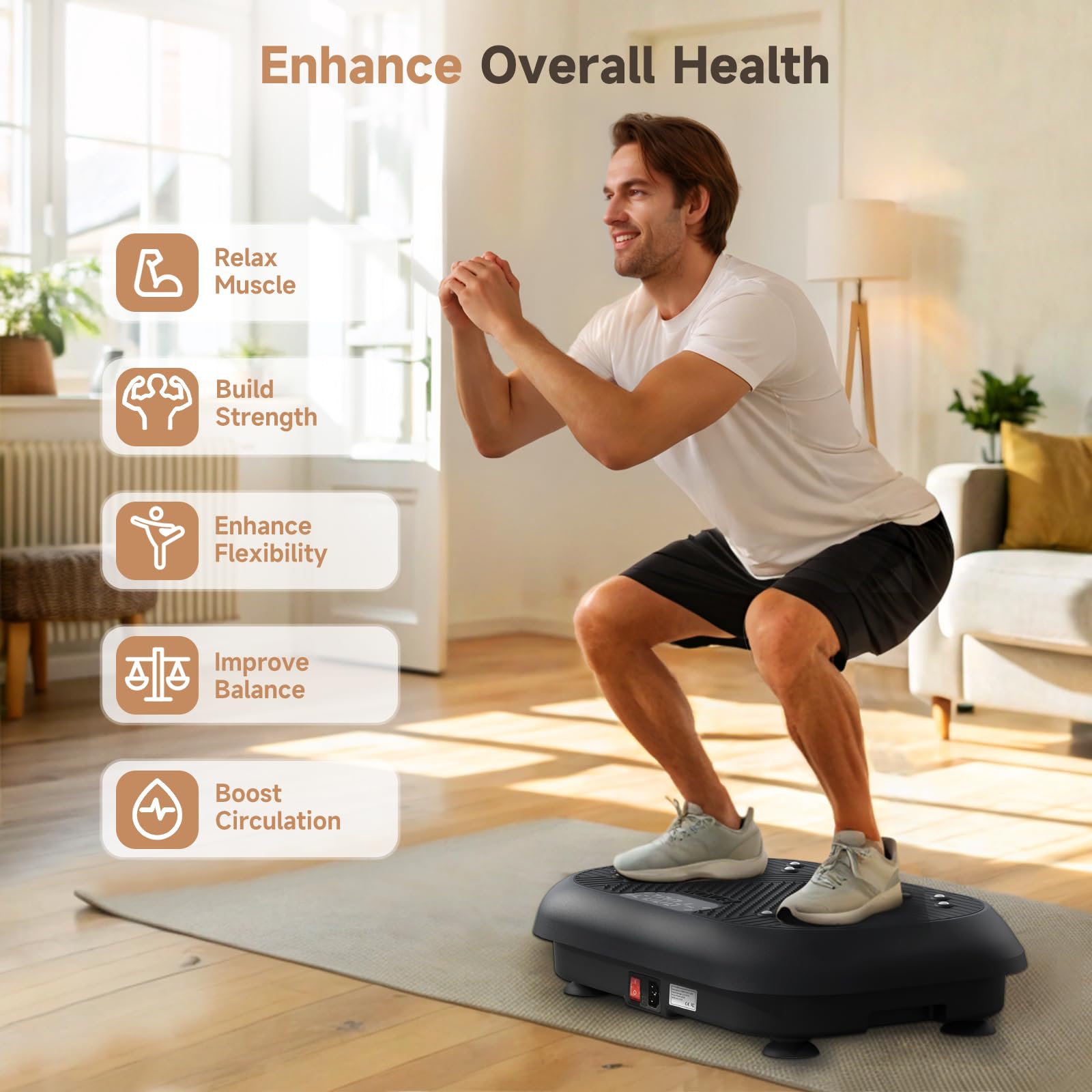 Vibration Plate Exercise Machine for Home Gym - Full Body Workout Equipment for Women & Men | Power Shaping, Lymphatic Drainage & Fitness Training | Compact Vibrating Platform for Weight Loss & Muscle Toning | Perfect for Small Spaces & Home Workouts