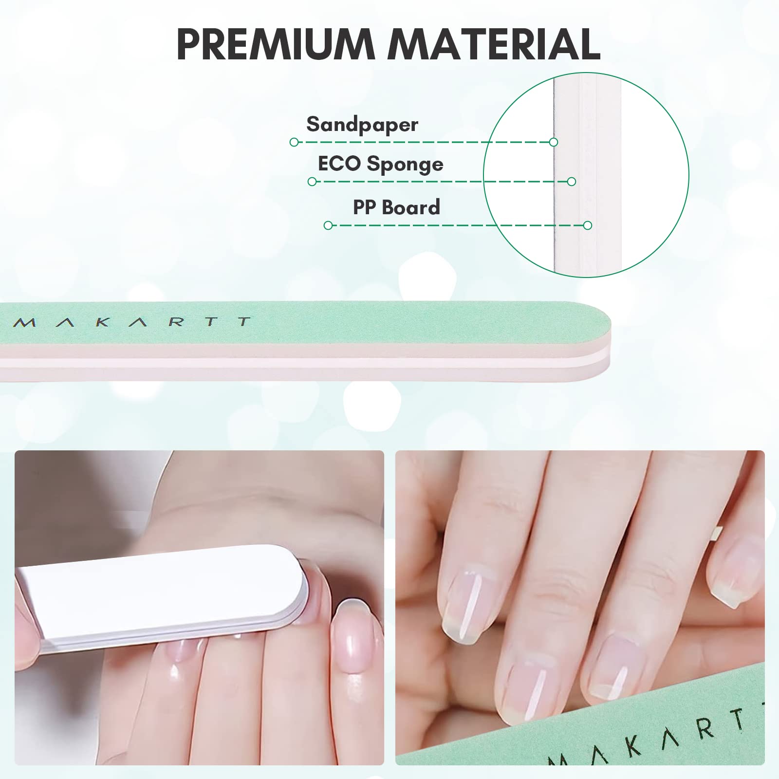 Makartt 10pcs Nail Buffer Block Kit - 400/6000 Grit Nail File & Polisher for Natural & Acrylic Nails - Professional Nail Shine Buffer & Smoother for Salon & Home Manicure Care