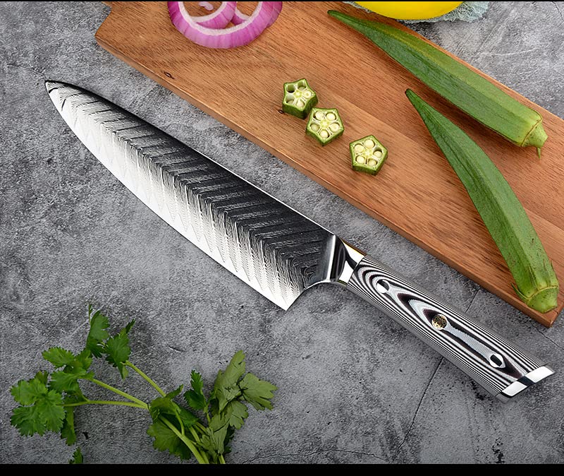 8 Inch Damascus Chef Knife - VG10 Steel 67 Layer Fishbone Pattern Kitchen Knife for Slicing Meat, Vegetables & Fish | Ultra Sharp Professional Cooking Knife | Perfect for Home Chefs & Culinary Enthusiasts