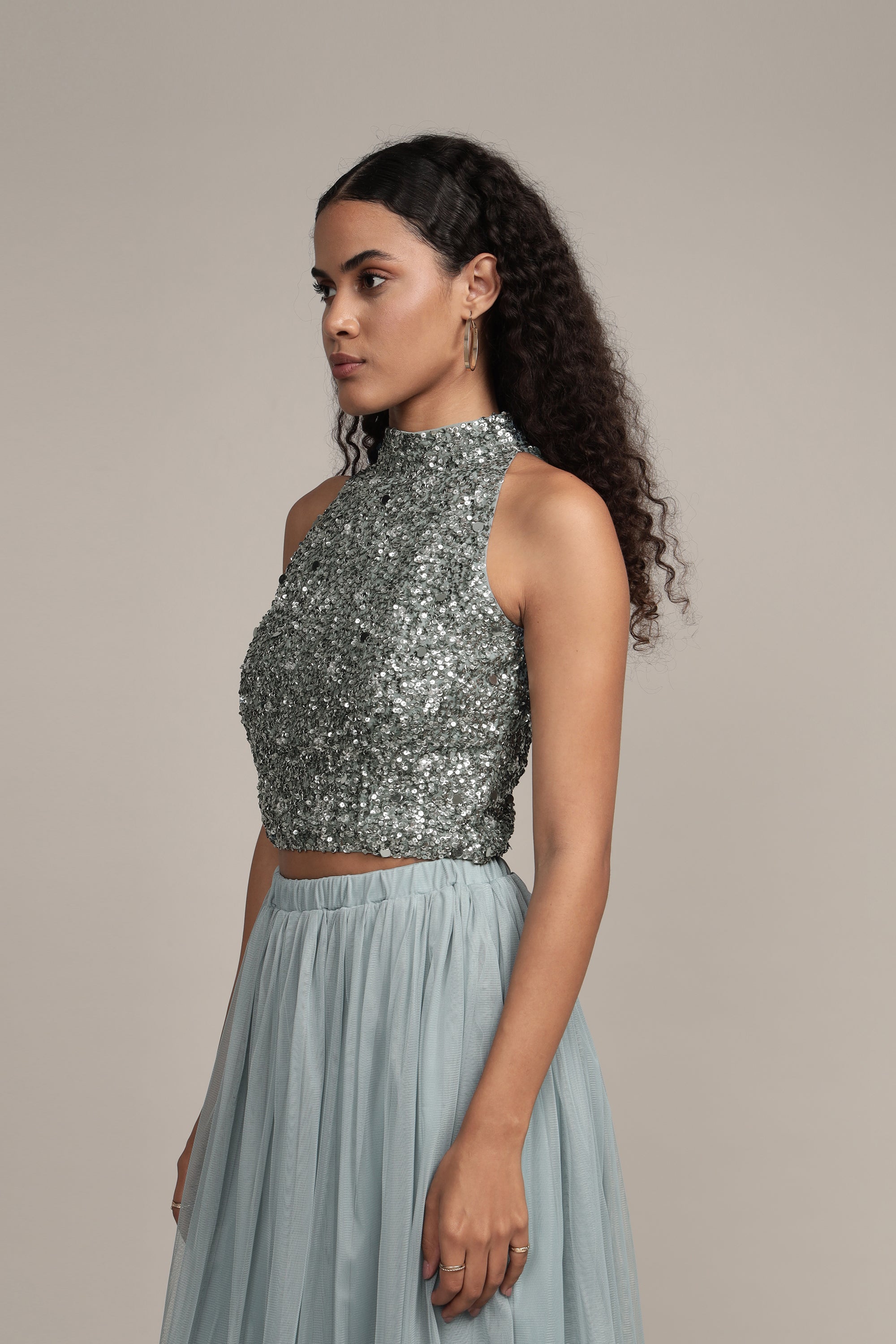 Stylish Gui Picasso Teal Sequin Top for Women | Elegant Party Blouse with Sparkling Sequins | Perfect for Night Out, Club Wear & Special Occasions