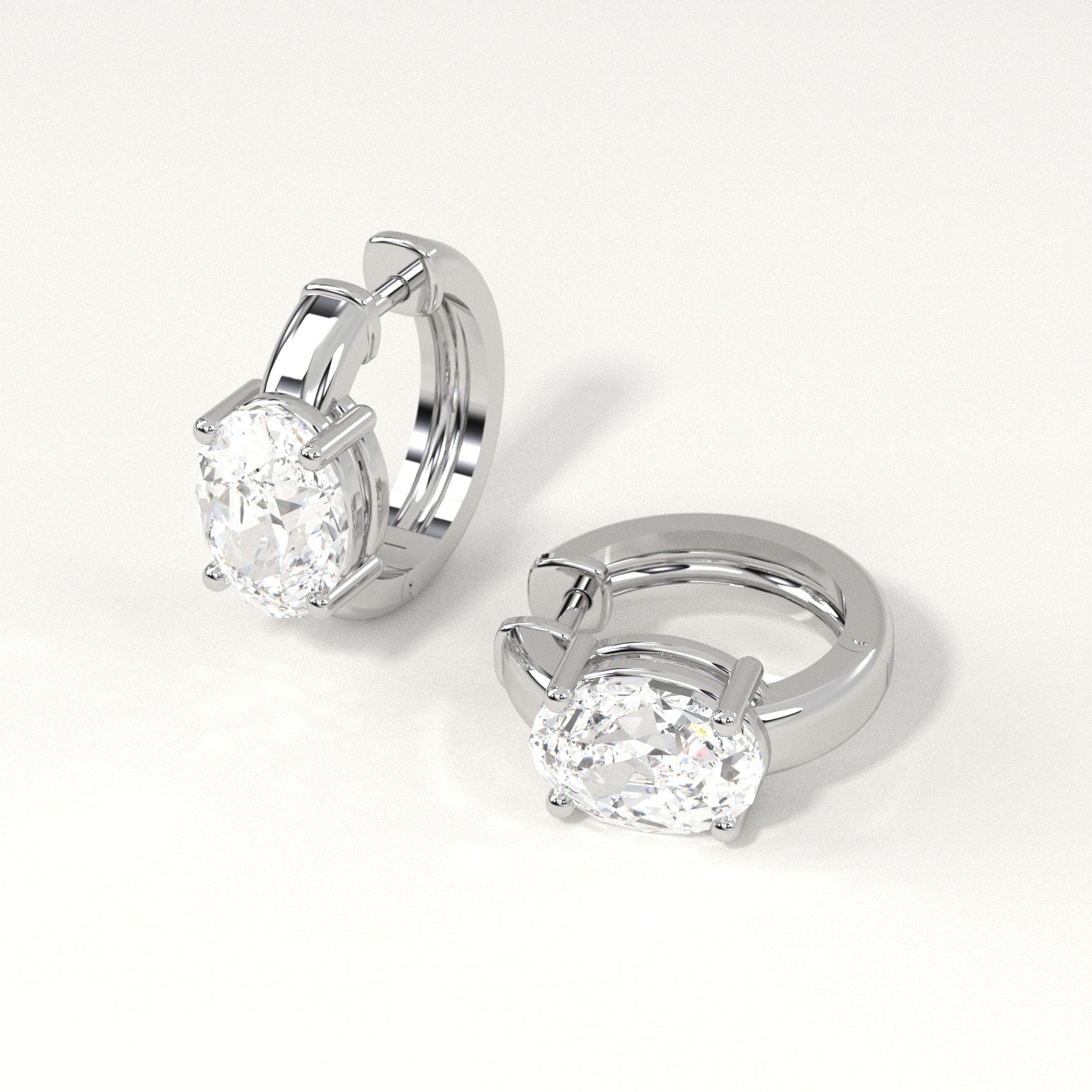 2 Carat Oval Diamond Hoop Earrings - 14K White Gold Dangle Earrings for Women | Perfect for Weddings, Parties & Special Occasions