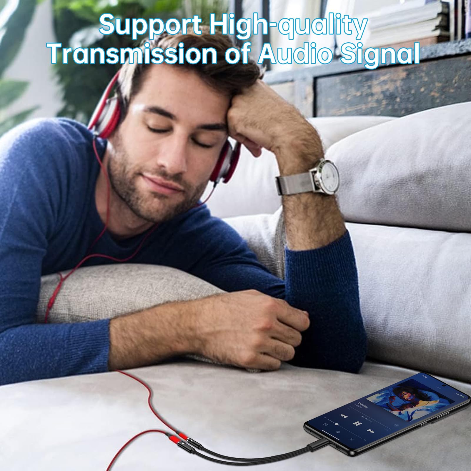 2-in-1 USB C to 3.5mm Headphone Jack & 60W PD Fast Charger Adapter for Samsung Galaxy S23/S22/S21/S24/iPhone 15/Google Pixel 8a/7 - Dual Port Audio & Charging Dongle for Travel, Gaming & Work