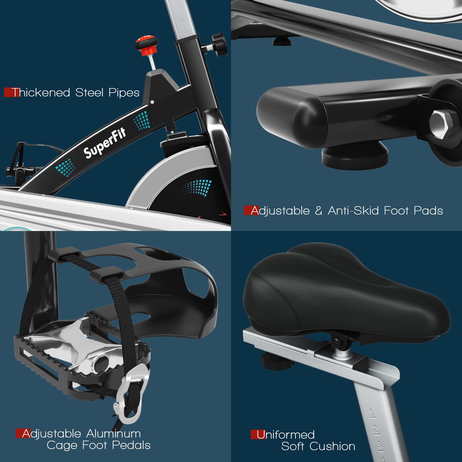 GYMAX Magnetic Stationary Bike - 30lbs Flywheel Indoor Cycling Bike with LCD Monitor & Heart Rate Sensor, Adjustable Cardio Exercise Bike for Home Gym - Perfect for Aerobic Workouts, Spinning Classes & Home Fitness Training