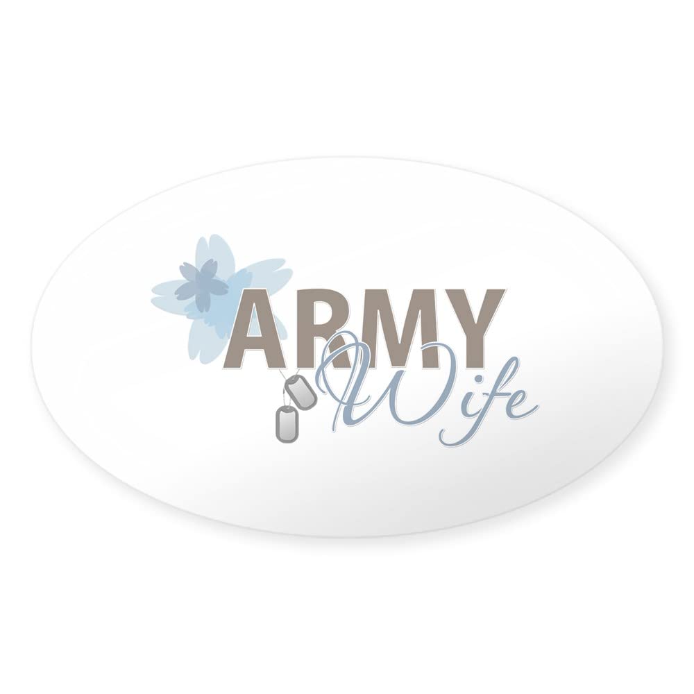 Blue & Brown Army Wife Oval Sticker - Durable Bumper Decal for Cars, Laptops & Windows | Patriotic Military Spouse Gift for Deployment Support