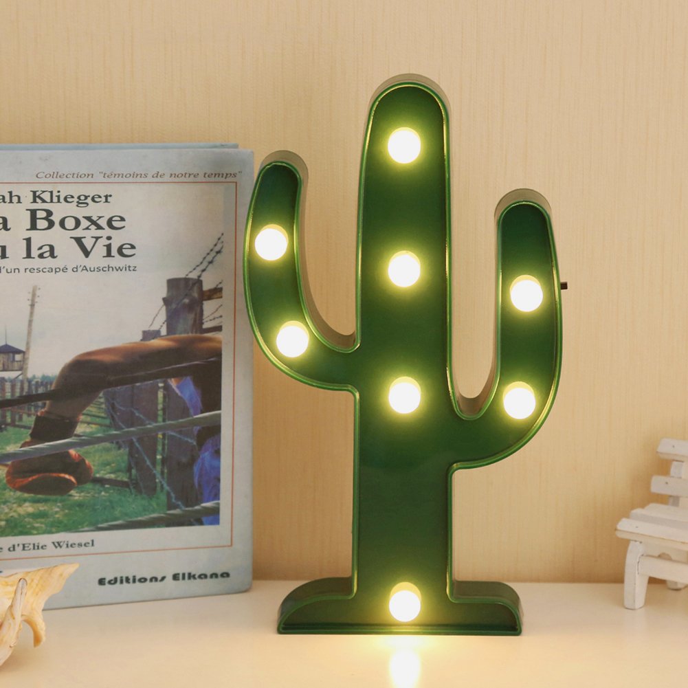 LED Cactus Night Light - Warm White Battery Powered 10