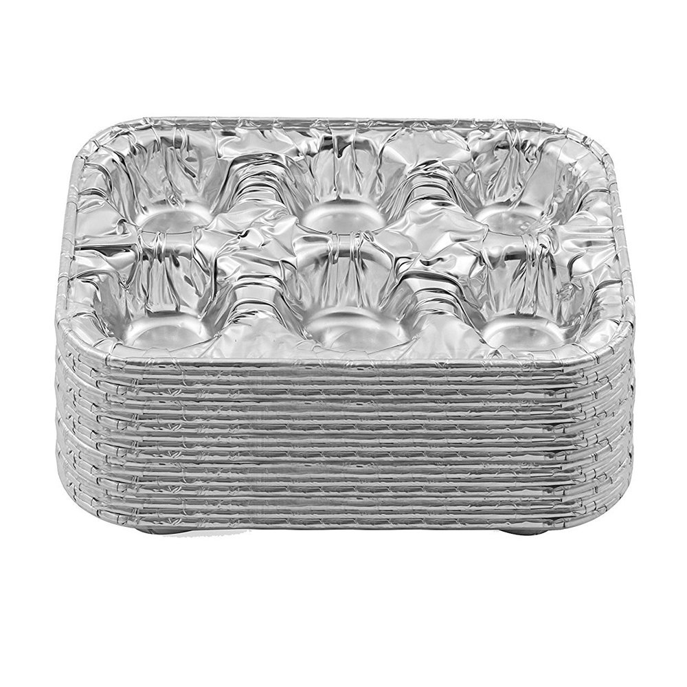 Disposable 6-Cup Aluminum Foil Muffin Pan - 100 Pack Non-Stick Cupcake Baking Containers for Parties, Events & Home Baking | Perfect for Muffins, Cupcakes & Mini Desserts
