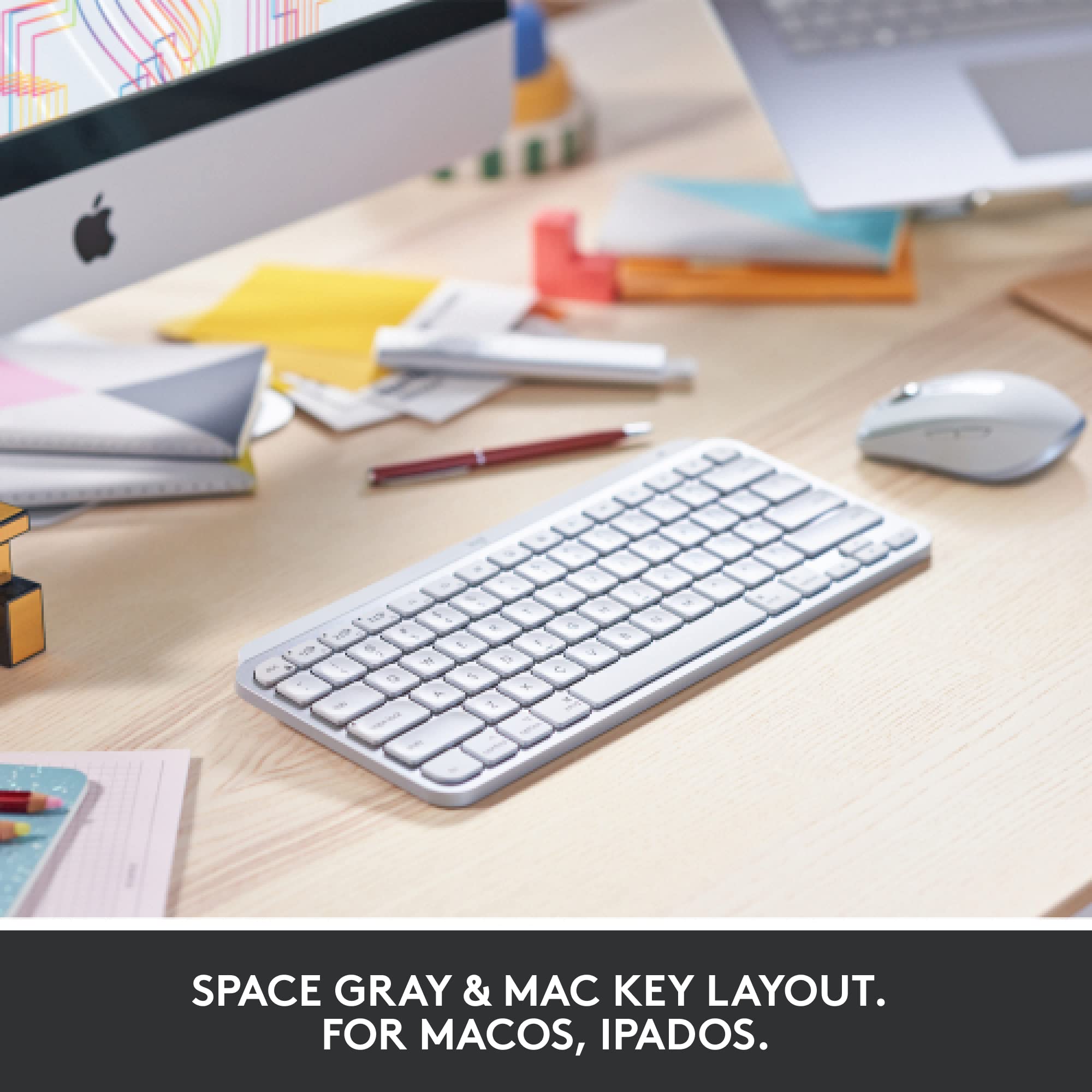 Logitech MX Keys Mini for Mac Keyboard & MX Anywhere 3 for Mac Wireless Mouse Combo - Backlit Keys, USB-C Bluetooth, Ergonomic Compact Design, Fast Scrolling - Optimized for macOS & iPadOS (Pale Grey) | Perfect for Home Office, Remote Work & Creative Professionals