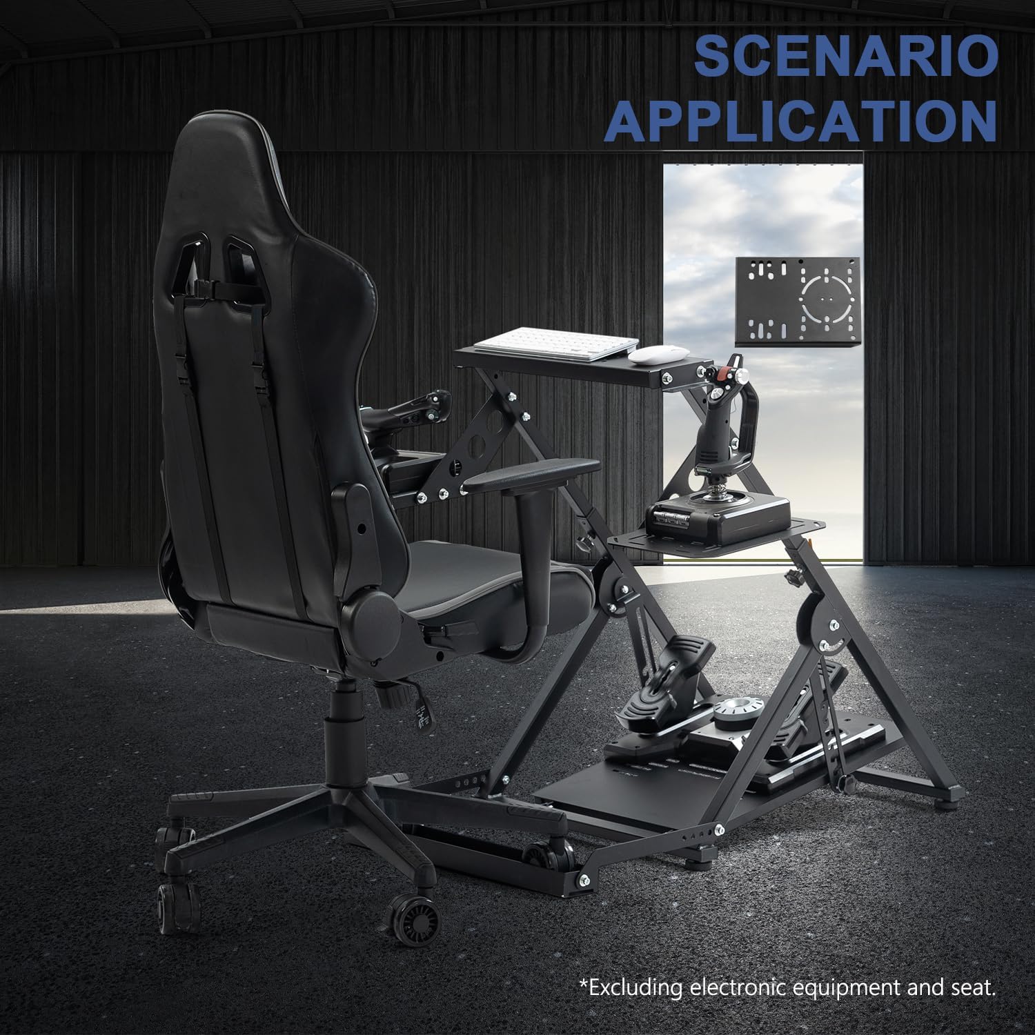 Anman Foldable Flight Simulation Cockpit 3.0 - Adjustable Racing Simulator Cockpit for Logitech, Thrustmaster, HOTAS Warthog & Fanatec (Steering Wheel Not Included) | Perfect for Flight & Racing Sims, Home Gaming Setup & Professional Training