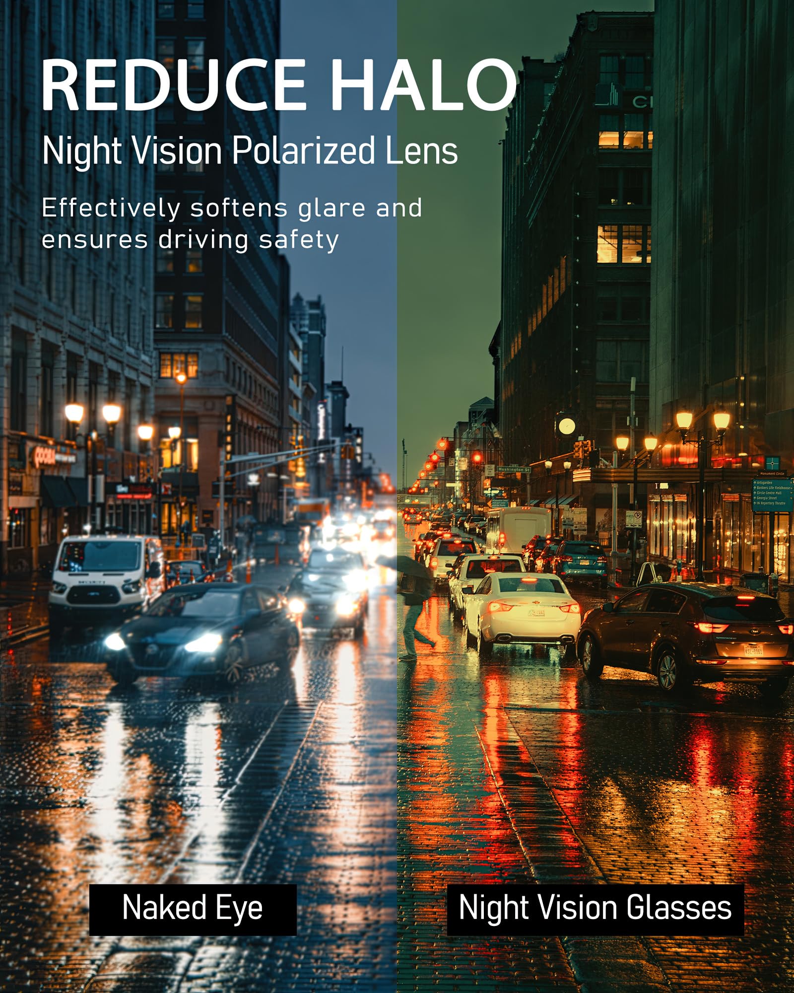 Polarized Night Driving Glasses for Women - Anti Glare Yellow Lenses for Enhanced Night Vision (IF008) | Safe Driving in Low Light & Foggy Conditions