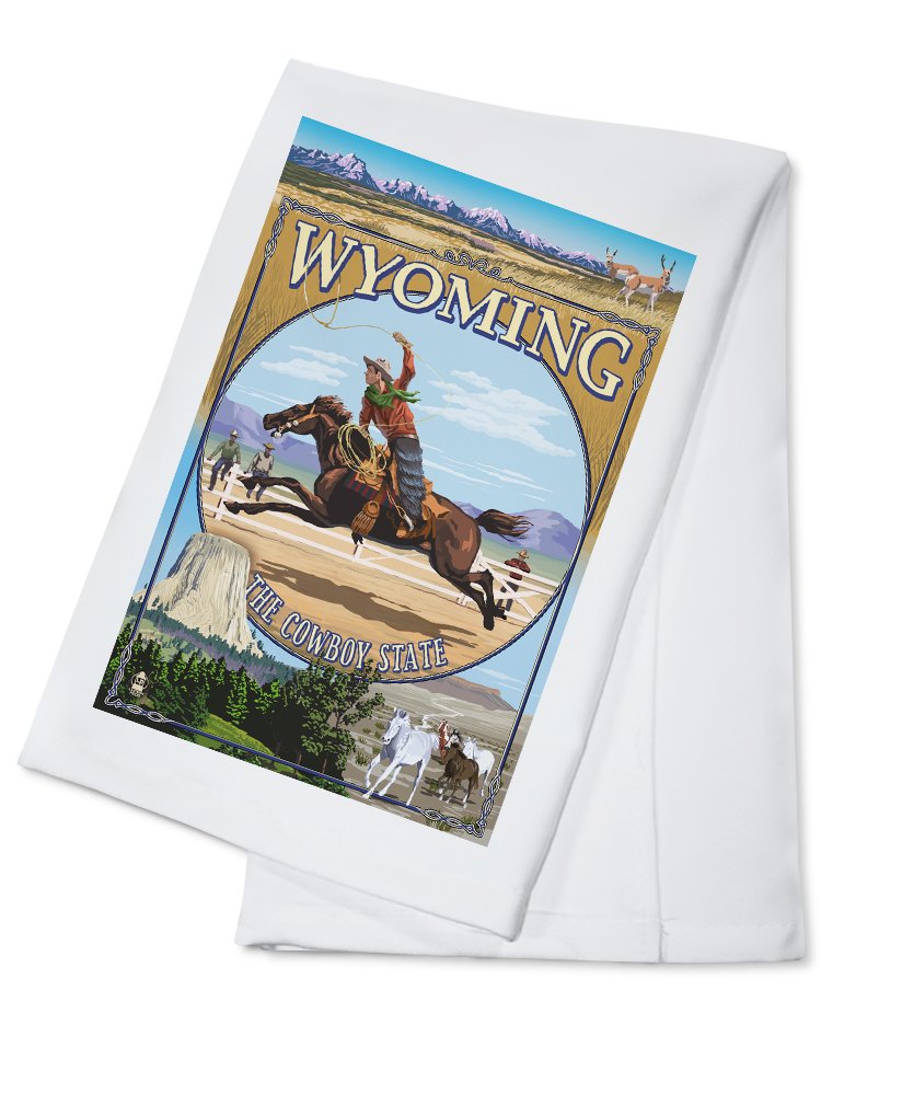 Wyoming State Scenes Cotton Tea Towel - 100% Soft Absorbent Decorative Hand Towel for Kitchen, Bathroom & Home Decor - Perfect for Dish Drying, Gift Giving and Rustic Farmhouse Style