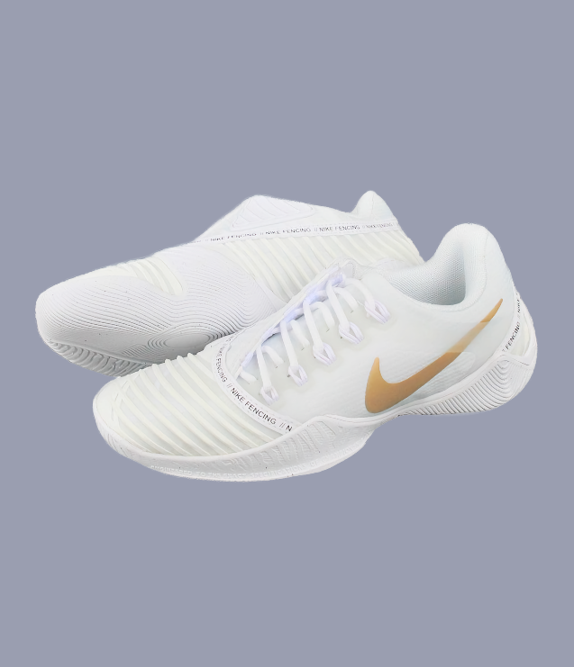 Nike Ballestra 2 Fencing Shoes - White & Gold | Lightweight Competition Footwear for Fencing Training & Tournaments