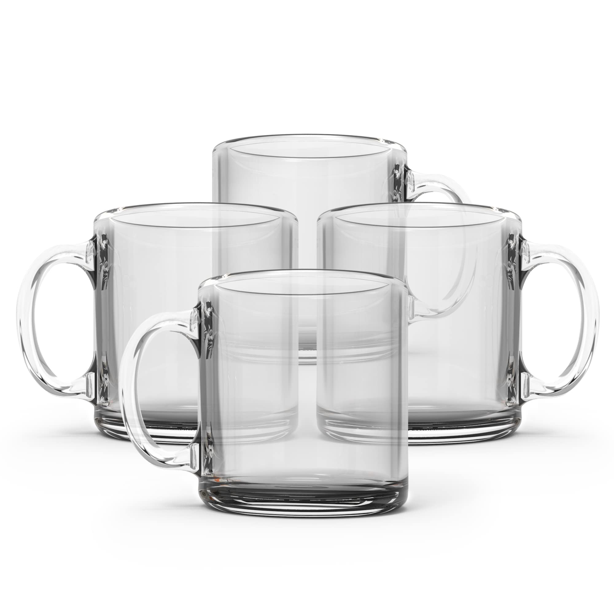 Libbey Clear Glass Coffee Mugs 13oz - Crystal Clear Glass Cups for Latte, Cappuccino & Hot Beverages - Perfect for Home, Office & Cafe Use