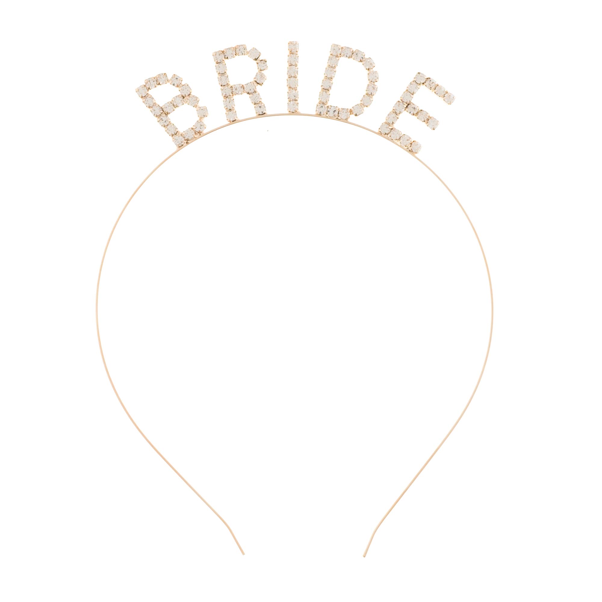 Sparkling Gold Rhinestone Bride Headband for Wedding, Bridal Shower & Bachelorette Party - Elegant Crystal Hair Accessory for Bridesmaids and Special Occasions