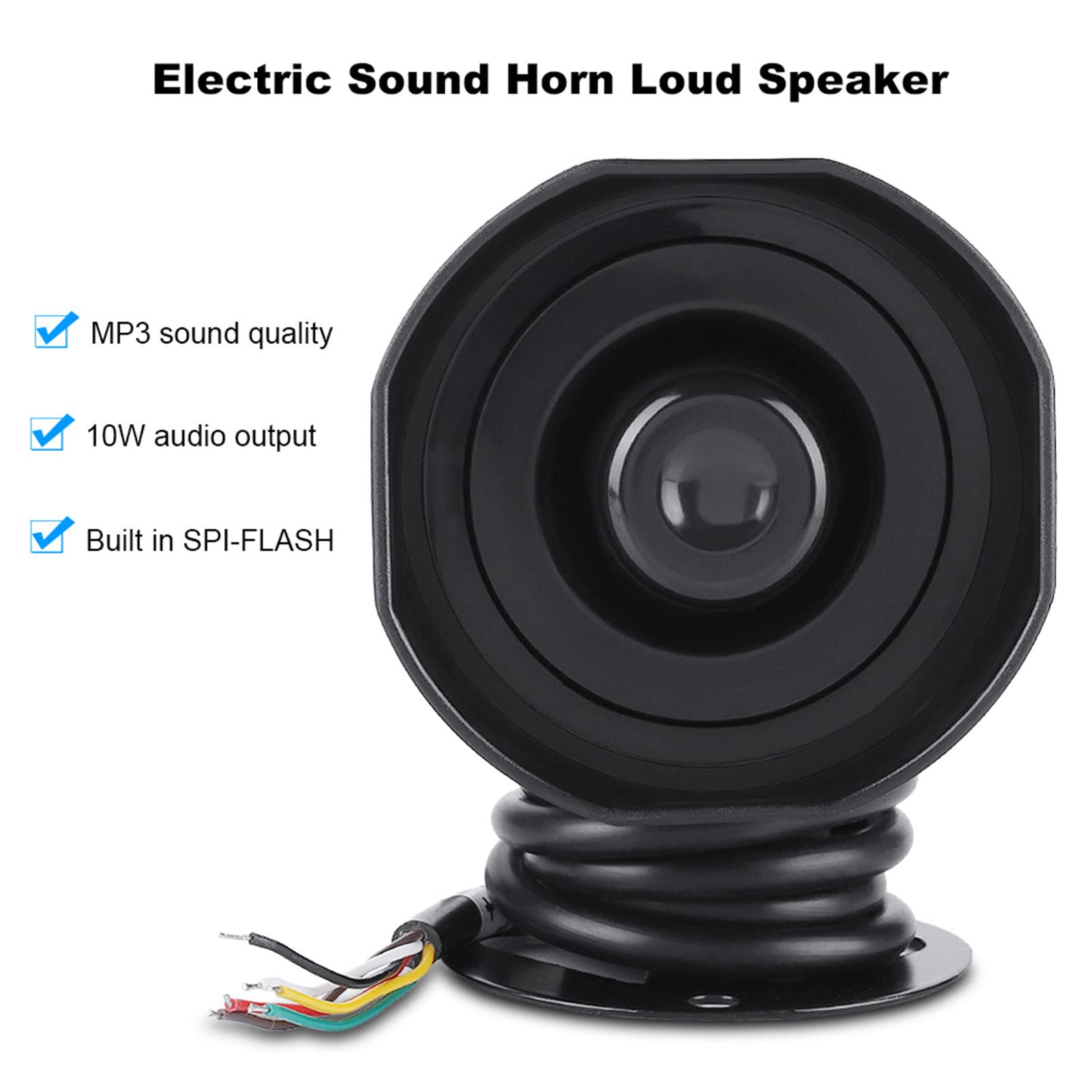IP65 Waterproof Electric Horn Speaker with MP3 Playback & SD Card Slot - Loud Truck Alarm Siren, Warehouse Safety Alert System for Industrial Use & Emergency Notifications
