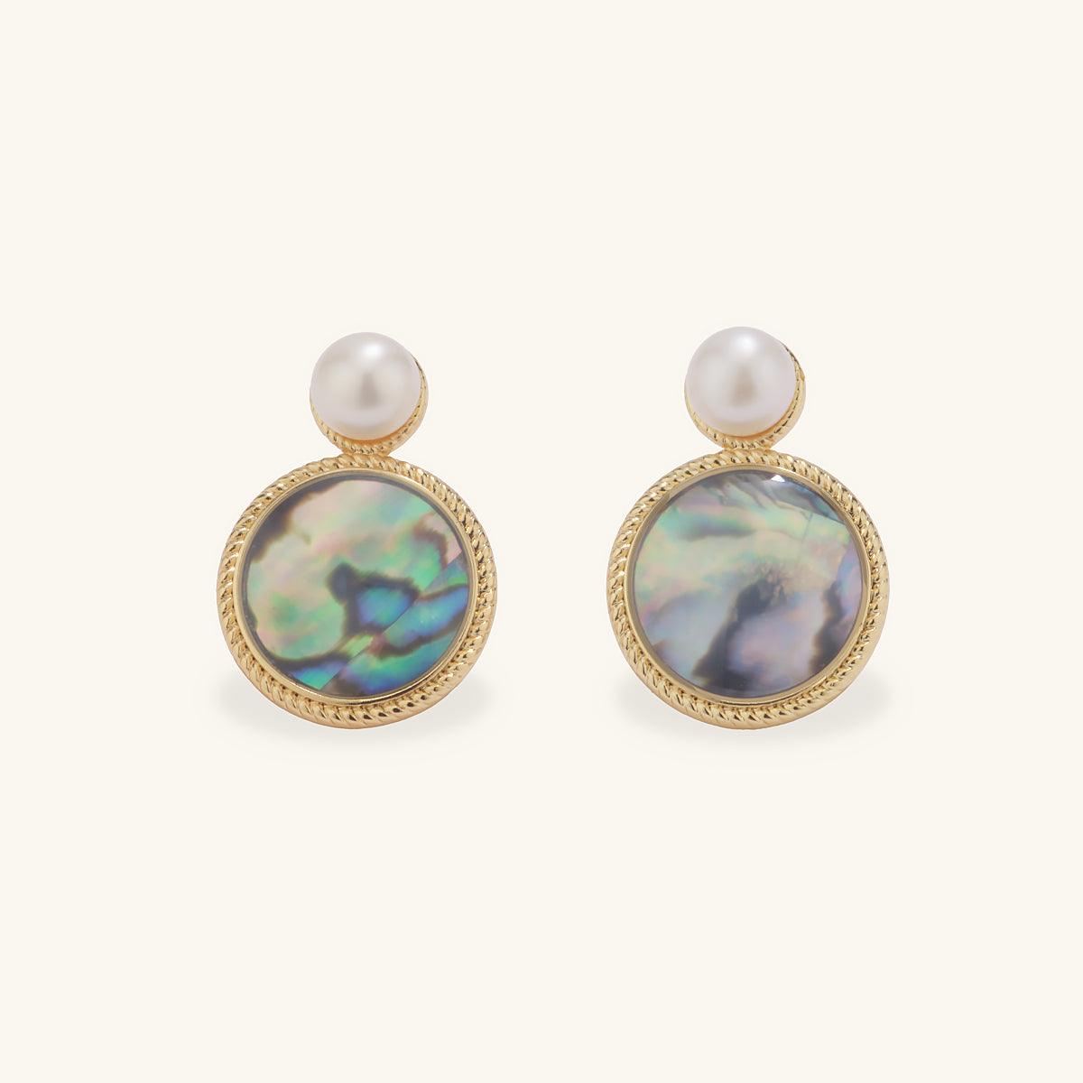 Elegant Freshwater Pearl & Abalone Shell Drop Earrings for Women | Handmade Dangle Jewelry | Perfect for Weddings, Parties & Special Occasions