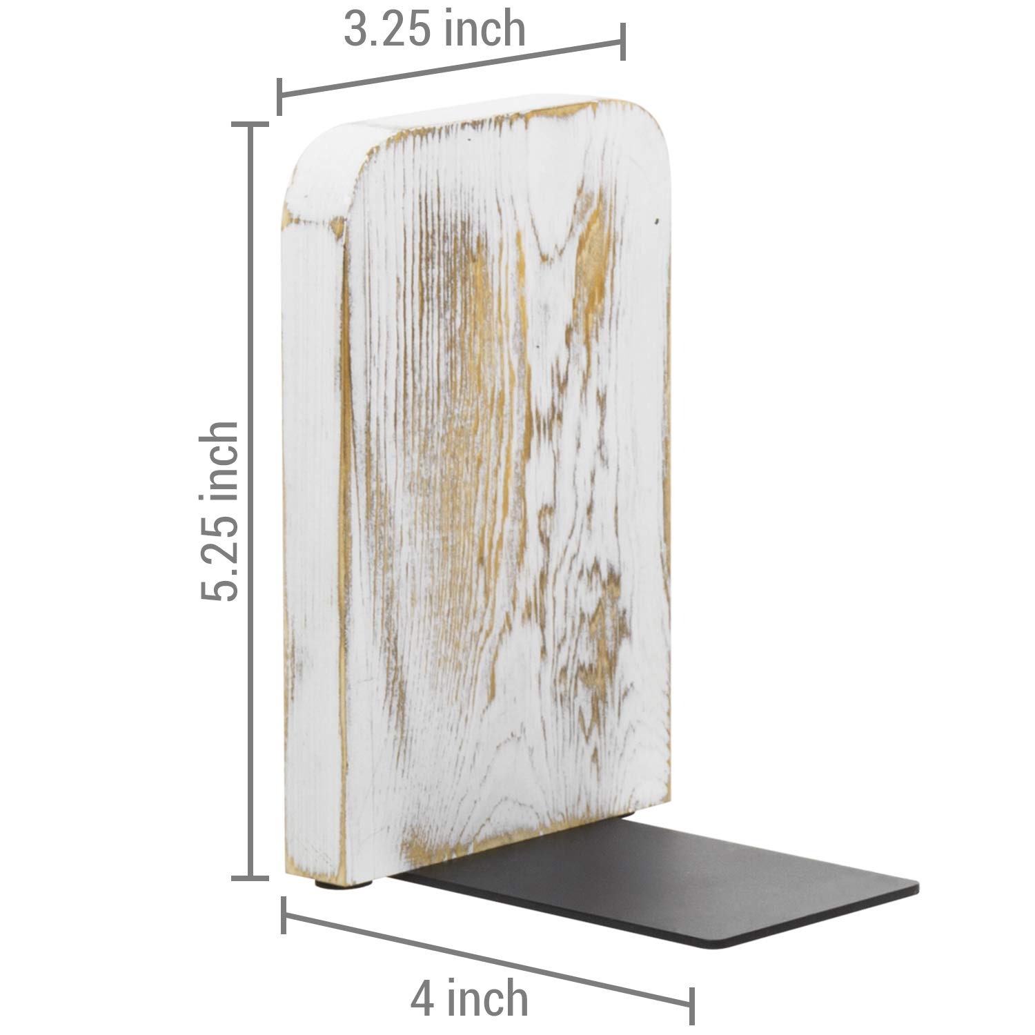 MyGift Whitewashed Wood Bookends for Desk & Bookshelf - Decorative Office Organizer, Rustic Home Decor (1 Pair) - Perfect for Books, Cookbooks, and Displaying Collectibles