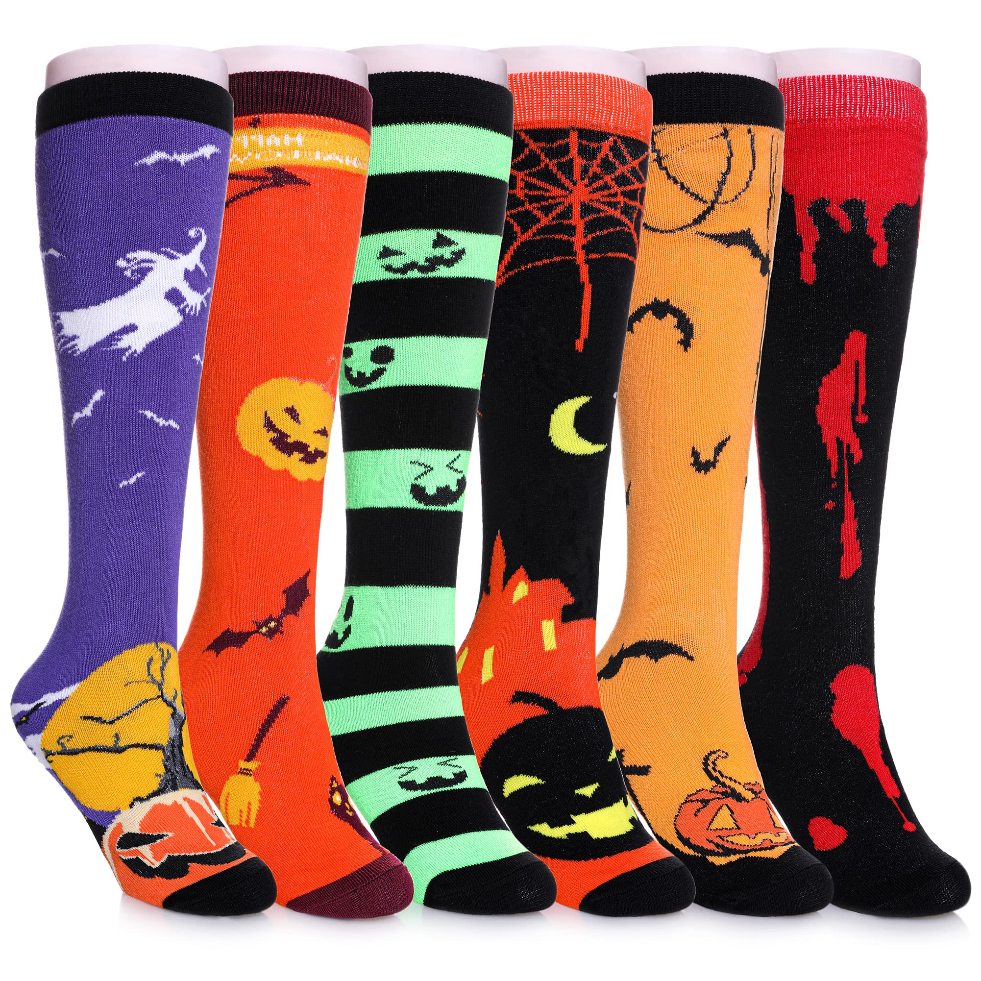 FNOVCO Girls Knee High Socks - Cartoon Animal Print Cotton Over Calf Socks for School, Sports & Casual Wear - Cute & Comfortable Crew Socks for Kids & Teens