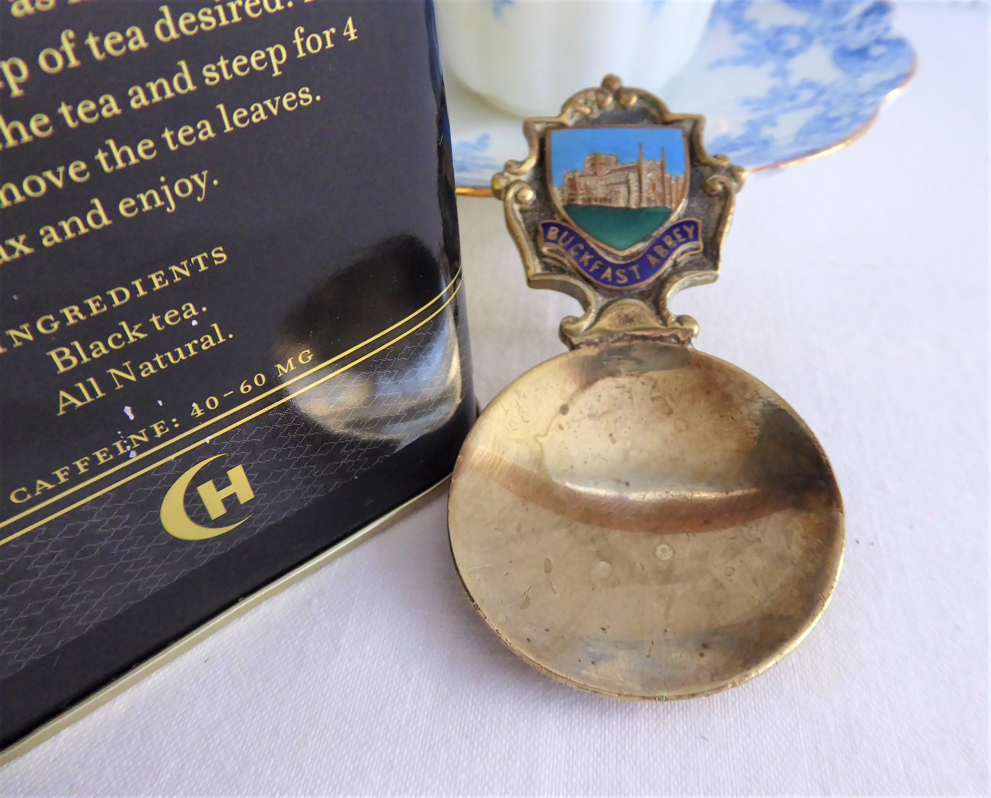 Vintage 1930s Buckfast Abbey England Tea Caddy Spoon - Enamel Finial Tea Scoop for Loose Leaf Tea - Perfect for Tea Ceremonies, Collectibles & English Tea Traditions