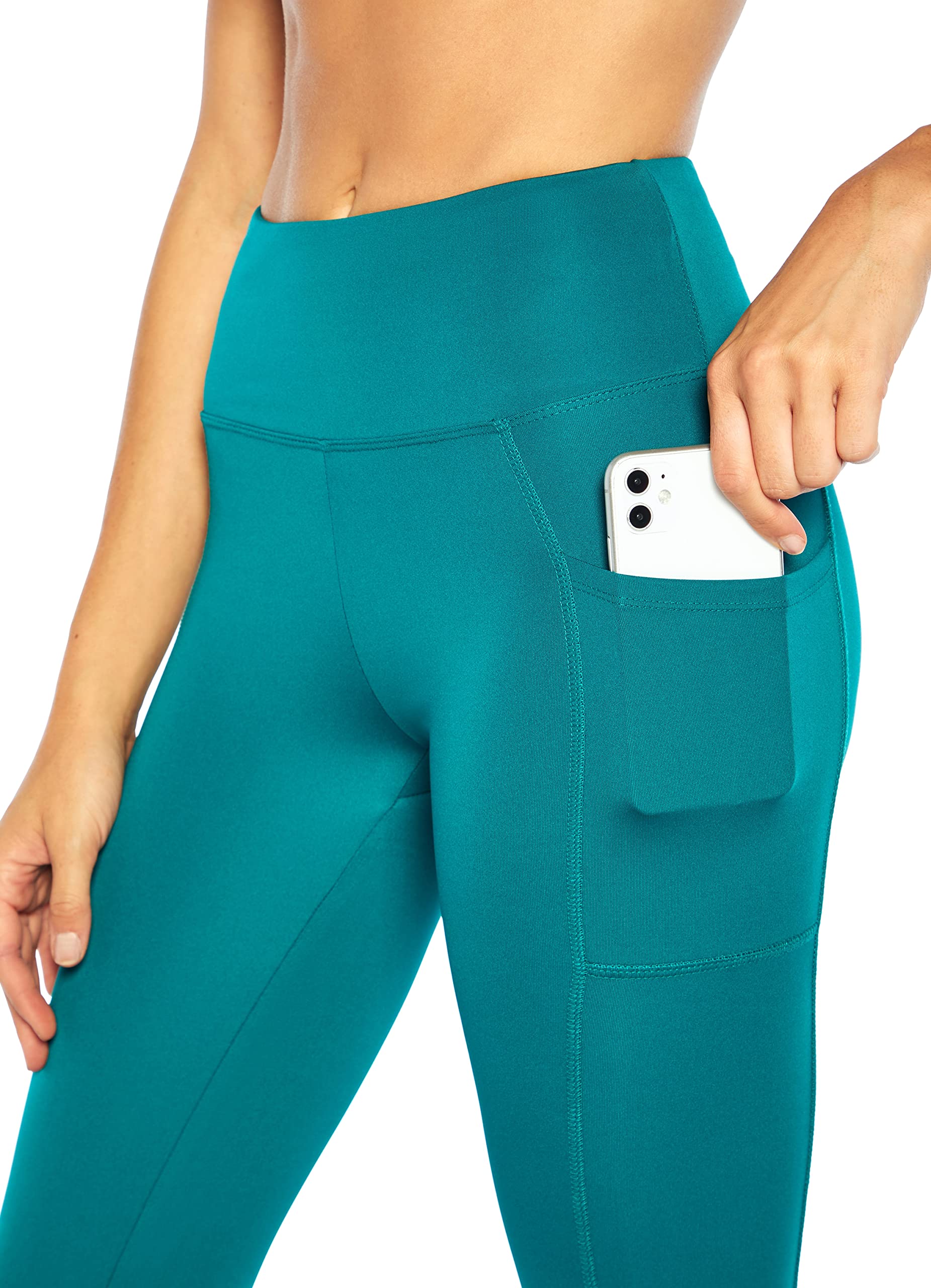 Bally Total Fitness Women's High Rise Side Pocket Ankle Leggings - Workout, Yoga & Running Activewear for Women