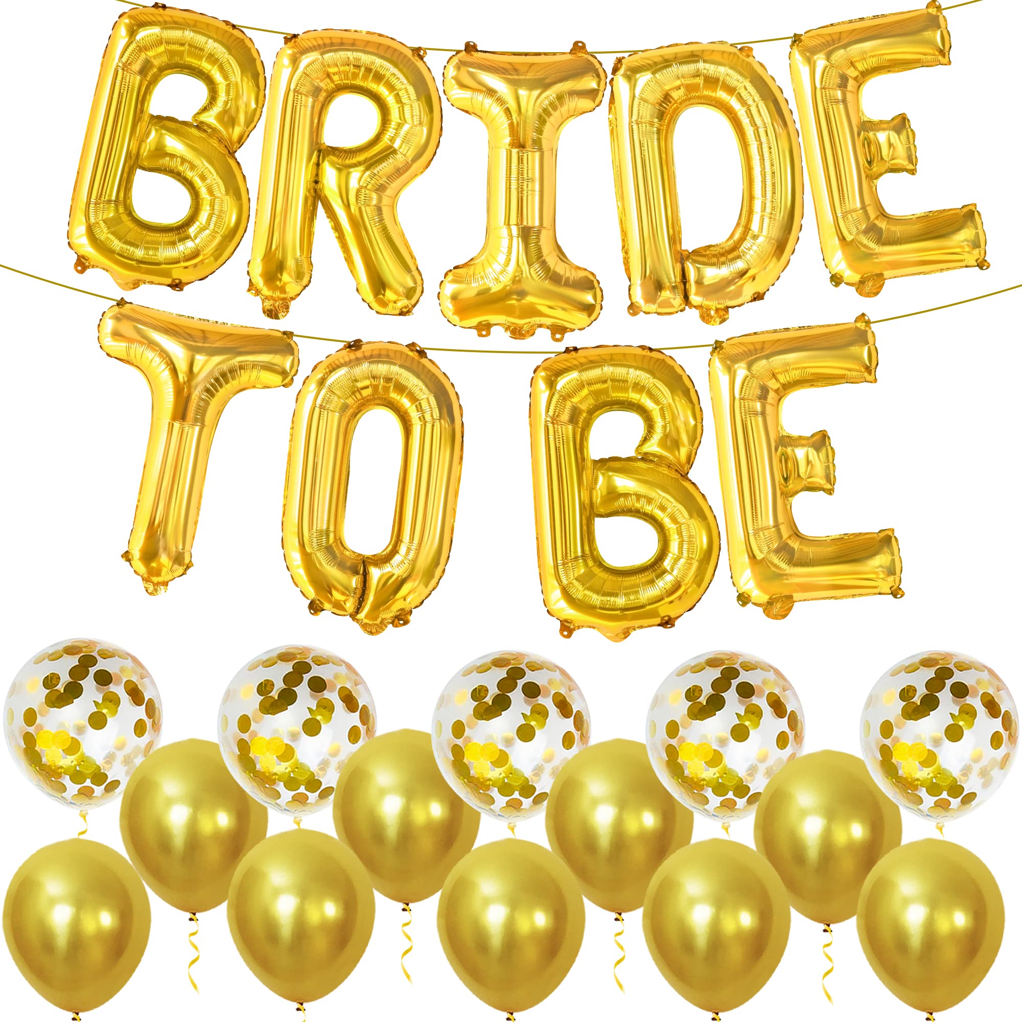 KatchOn 16 Inch Gold Bride To Be Balloons Set - Pack of 23 | Premium Latex Balloons for Bachelorette Party & Bridal Shower Decor | Wedding Decorations | Perfect for Wedding Showers, Bachelorette Parties & Bridal Celebrations