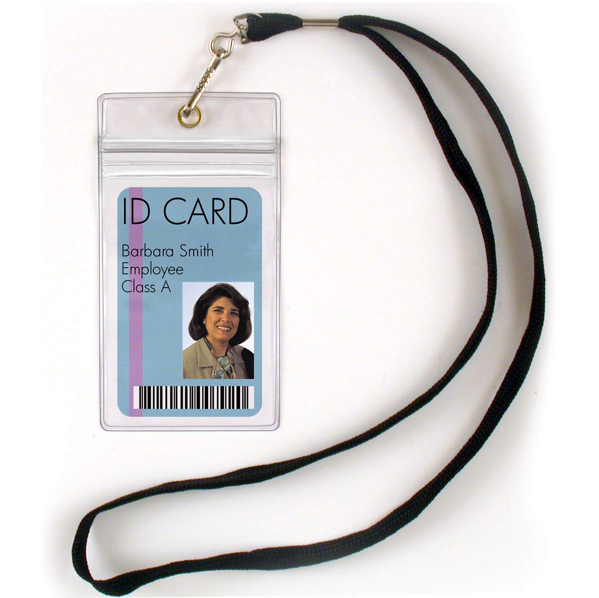 StoreSMART - 100 Pack Clear Plastic ID Badge Holders with Lanyard - LY3578ZIPS-100 - Perfect for Events, Conferences, and Workplace Security