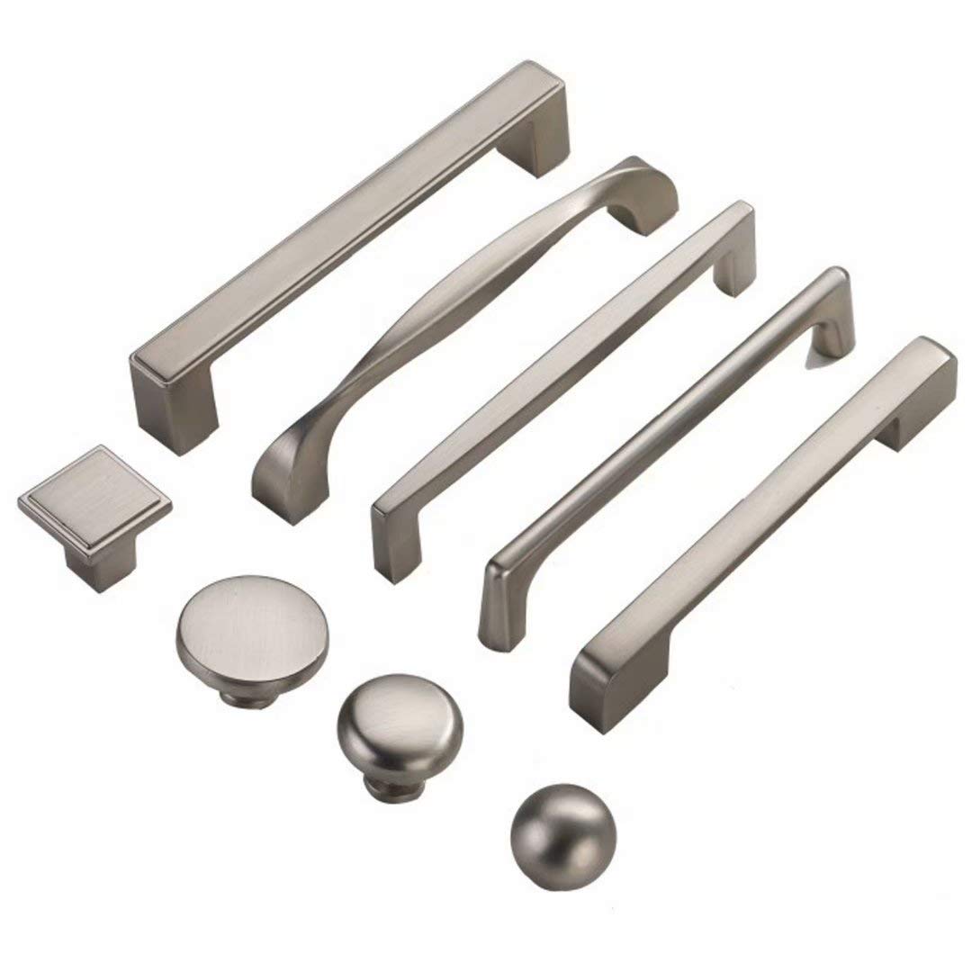 6-Pack European Style Cabinet Handles & Drawer Pulls - Brushed Nickel Zinc Alloy Bow Knobs for Kitchen Cabinets, Dressers & Cupboards (128mm Hole Centers) - Perfect for Home Renovation & Furniture Upgrade