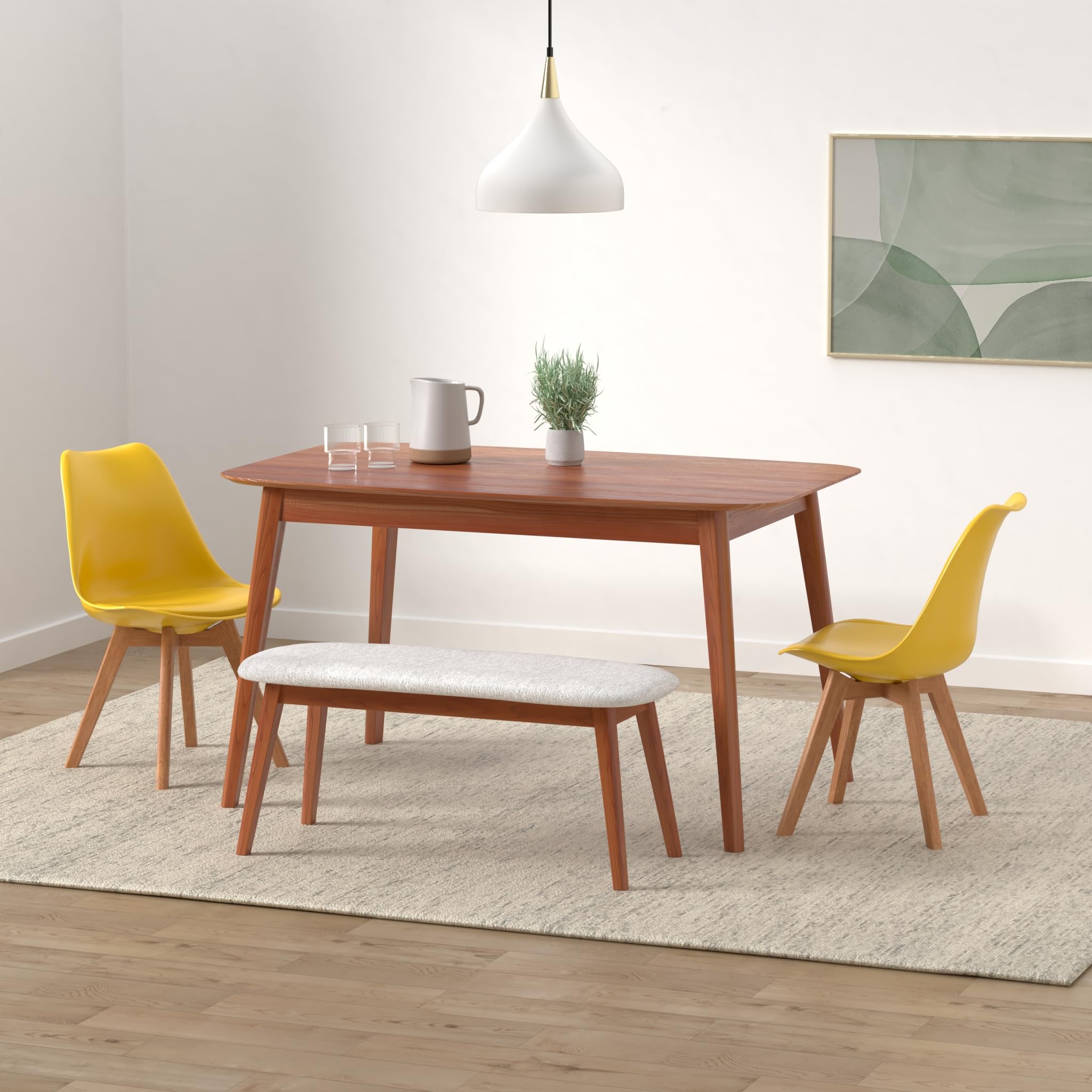 NOBPEINT Mid Century Modern Dining Chairs Set of 4 - Yellow Upholstered Kitchen Chairs for Dining Room, Restaurant & Cafe - Comfortable & Stylish Retro Seating