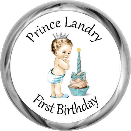 Personalized Vintage Prince 1st Birthday Candy Kisses - Perfect for Baby's First Birthday Party Favors & Celebrations
