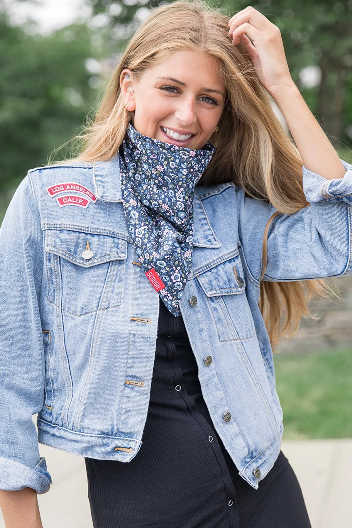 Floral Navy Bandana - Stylish Cotton Bandana for Women & Men - Perfect for Fashion Accessories, Headbands, Hair Ties, and Outdoor Activities