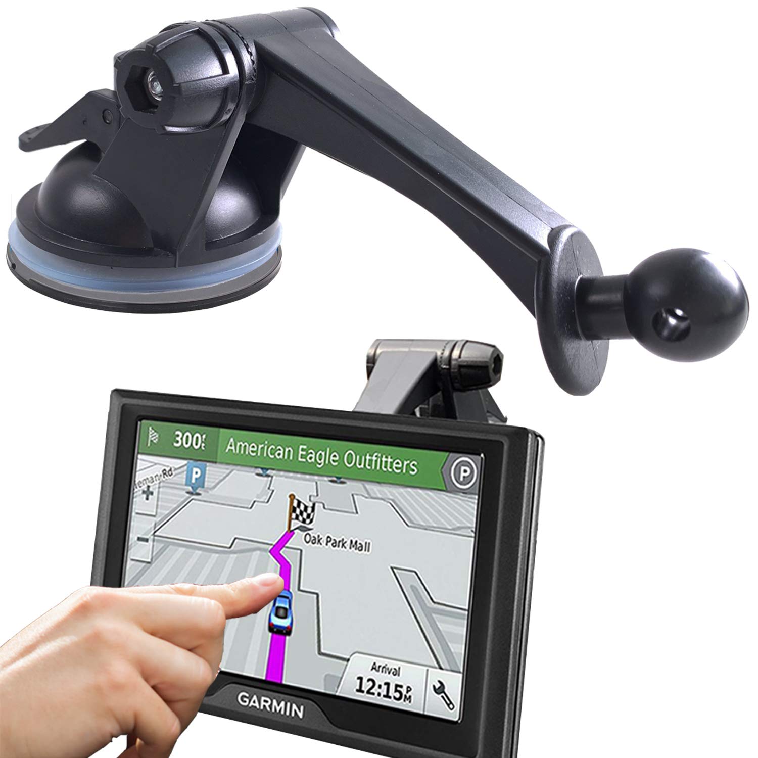 Randconcept Universal GPS Mount for Garmin - Dashboard & Windshield Car Holder Compatible with Garmin Nuvi, RV Dezl, DriveSmart, DriveAssist - Perfect for Road Trips, RV Travel & Daily Commuting