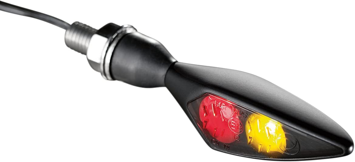 Kuryakyn 2532 Motorcycle LED Tail Light - Kellermann Micro 1000 DF Rear Turn Signal, Brake Light & Running Light (Red/Red/Amber, Chrome) - 1 Pack - Perfect for Harley, Cruiser & Custom Bike Safety Lighting