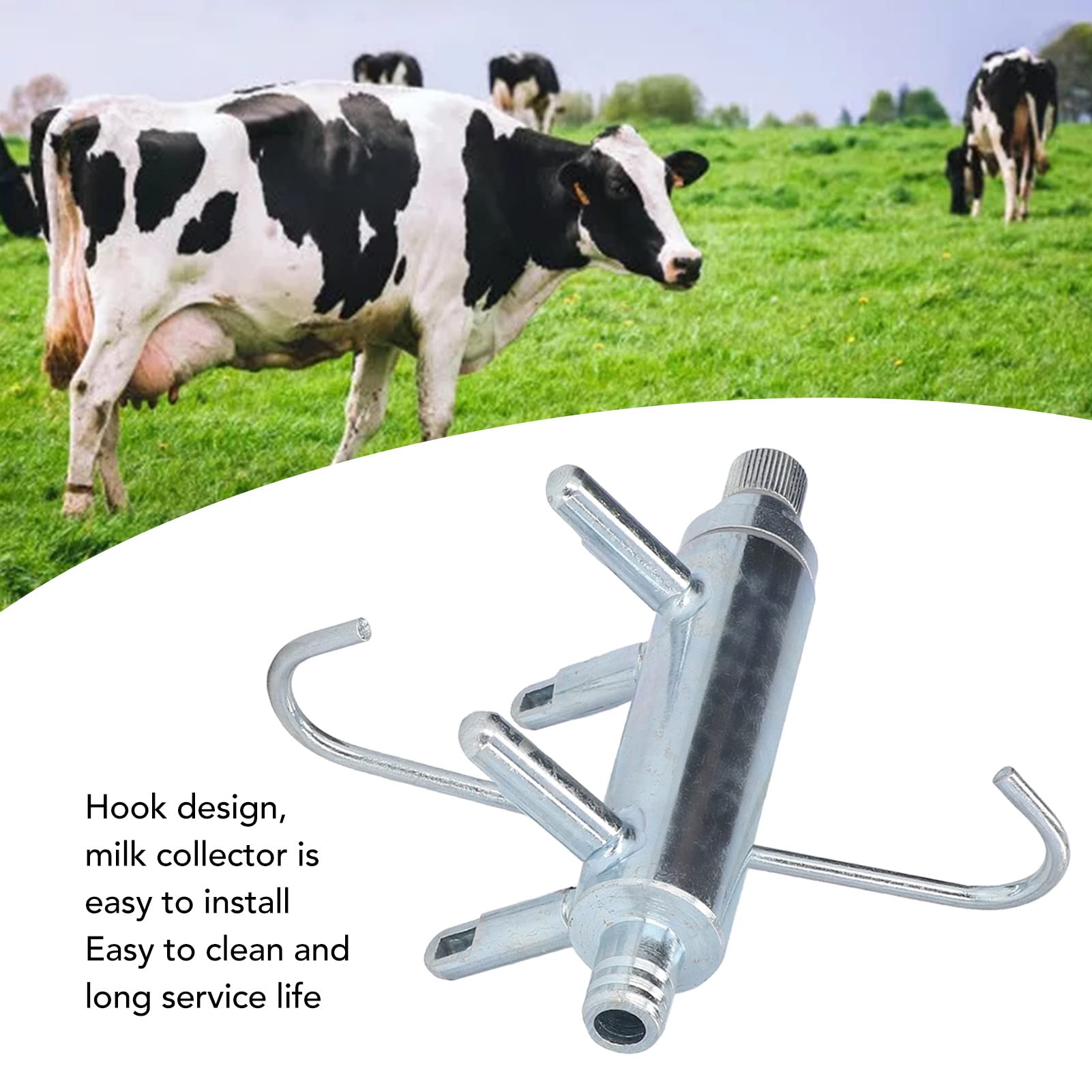 Galvanized Iron Cow Milking Machine with 4 Cup Holes - 0.63in Diameter Milking Claw Replacement for Dairy Farms | Efficient Milk Extraction for Small to Medium Herds | Perfect for Farmers & Homesteaders