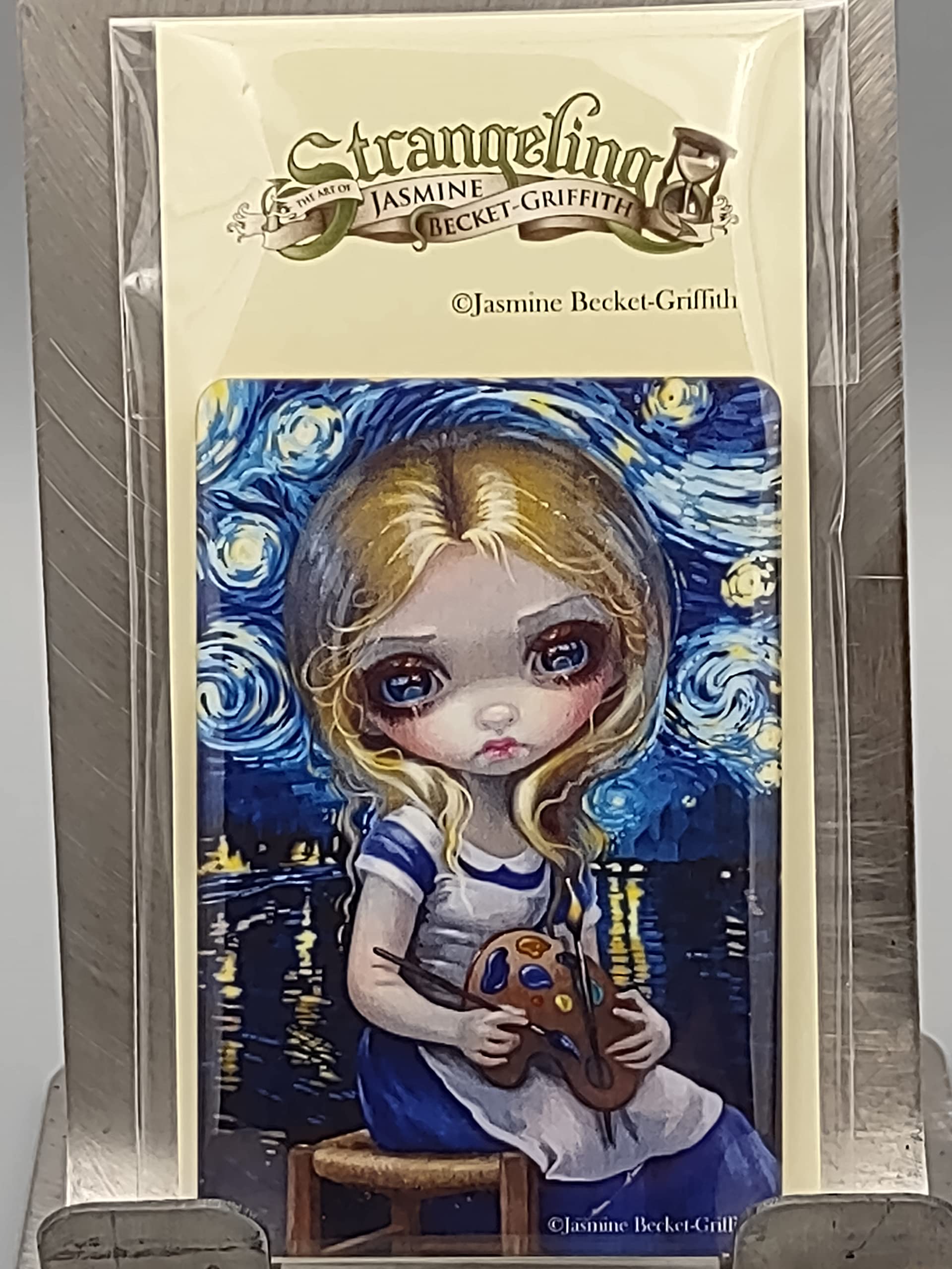 Arcane Vault - Gothic Fairy Tale Alice in Van Gogh Nocturne Wood Magnet by Jasmine Becket-Griffith | Laser-Cut, UV-Coated Decorative Fridge Magnet (1229-LM) | Perfect for Home, Office & Gift Giving