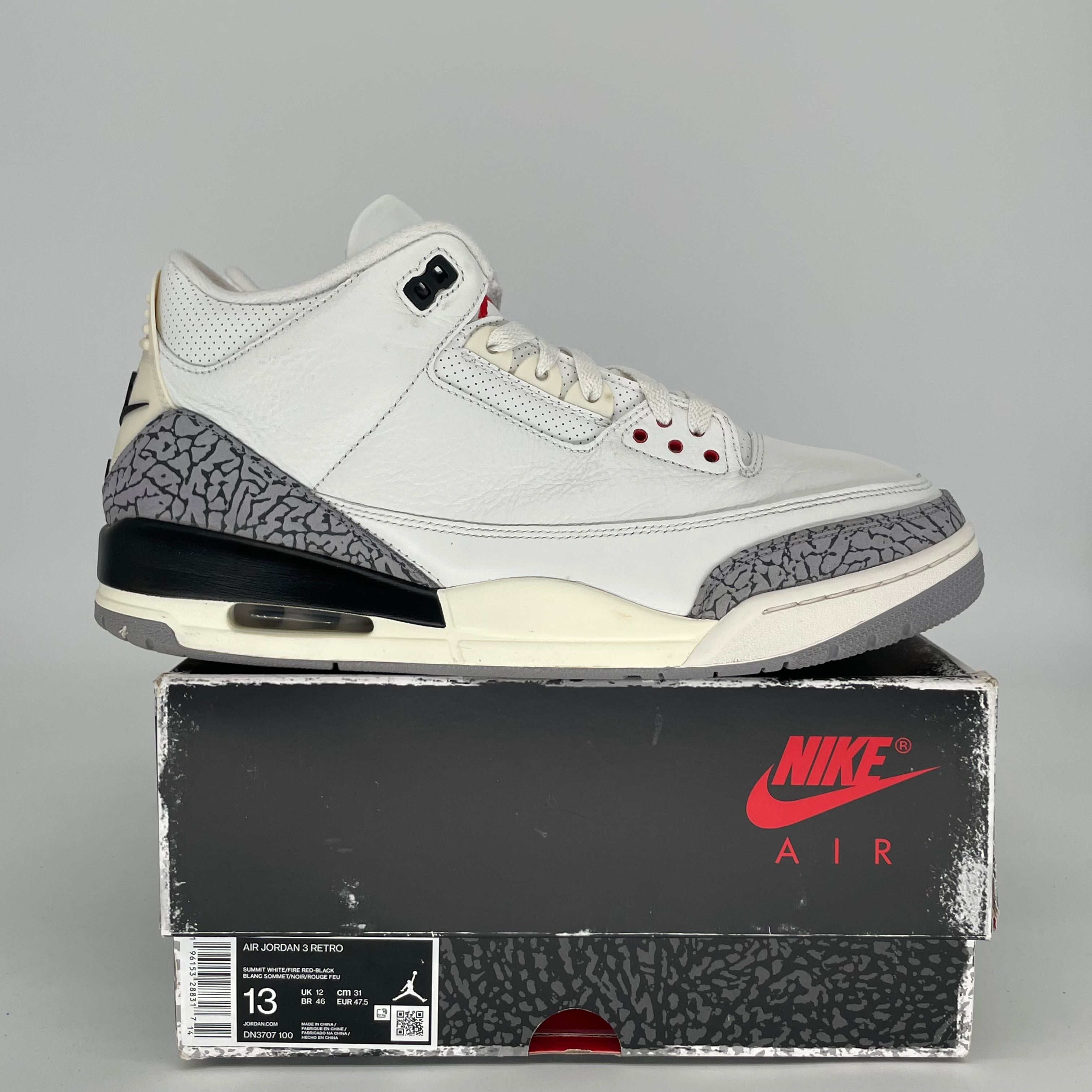 Original Air Jordan 3 White Cement Reimagined Men's Basketball Shoes Size 13 DN3707 - Retro Sneakers for Casual Wear, Street Fashion & Sneaker Collectors