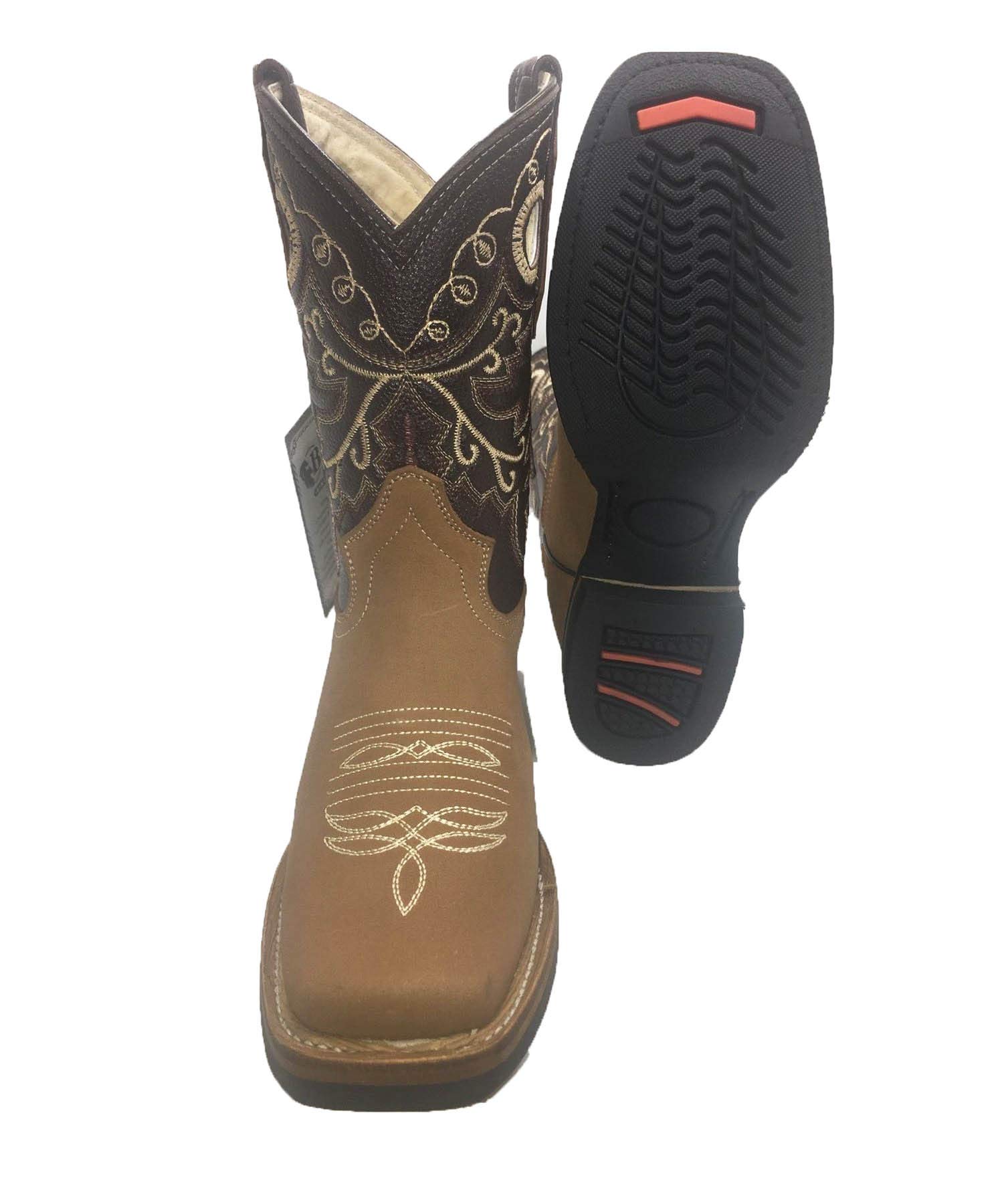 Women's Cowgirl Rodeo Boots - Genuine Leather Square Toe Western Boots in Honey Brown | Perfect for Country Dancing, Rodeo Events & Western Fashion