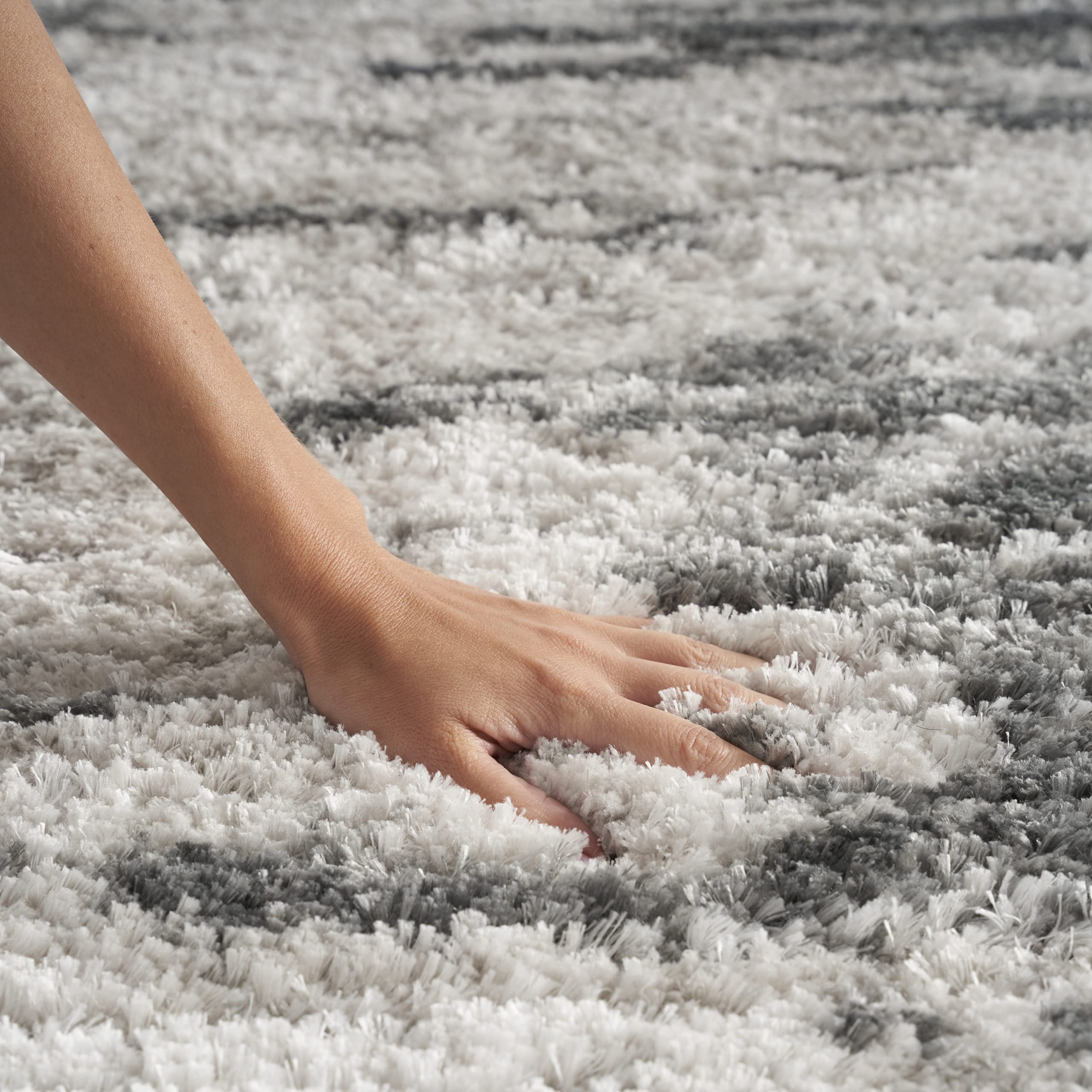 Nourison Luxurious Shag Charcoal/Ivory 8x10 Area Rug - Soft Plush, Easy Clean, Non-Shedding - Perfect for Bedroom, Living Room, Dining Room & Kitchen Decor | Cozy Home & Office Floor Covering