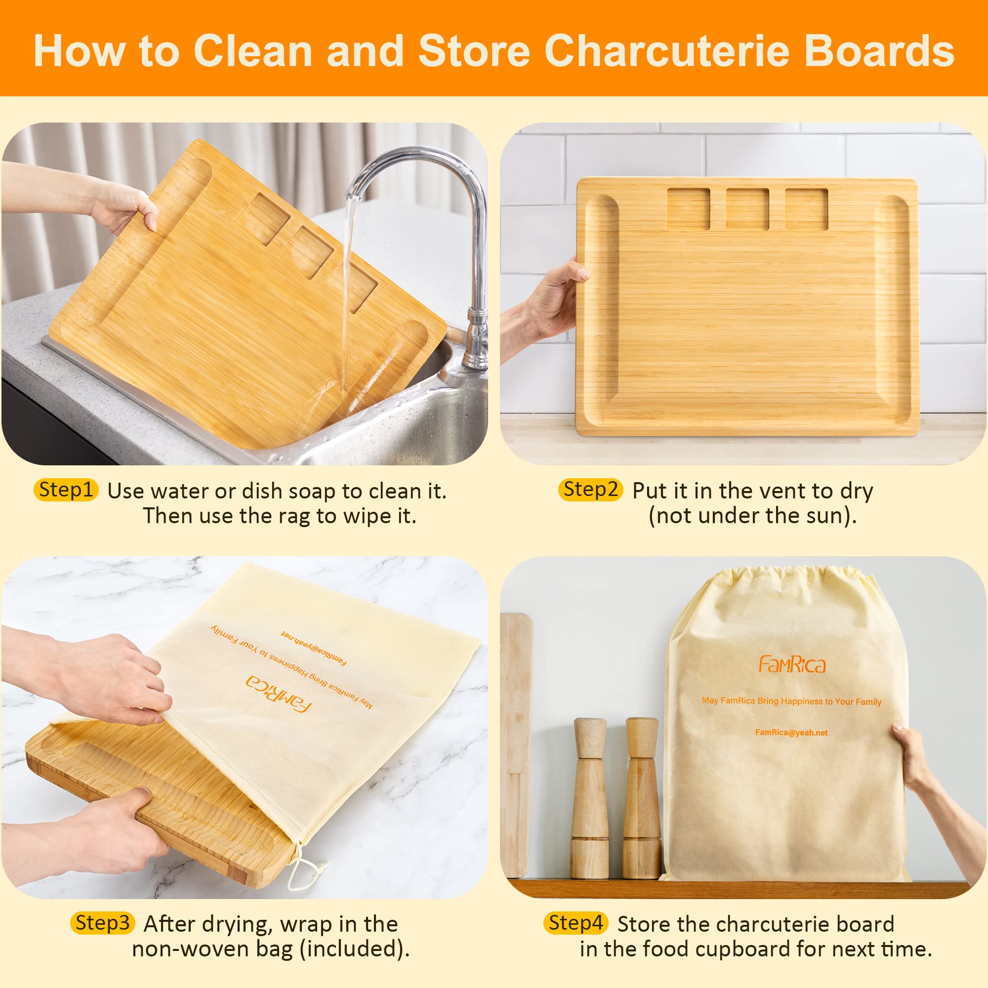 Premium Bamboo Charcuterie Board Set with 2 Drawers - Extra Large Cheese & Charcuterie Serving Tray - Perfect for Entertaining, Weddings, Housewarming & Birthday Gifts - Elegant Appetizer Display for Parties, Cheese Tasting & Charcuterie Nights